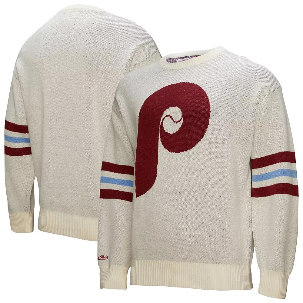 Men's Mitchell & Ness Cream Philadelphia Phillies Retro Pullover Sweater,  Product Image