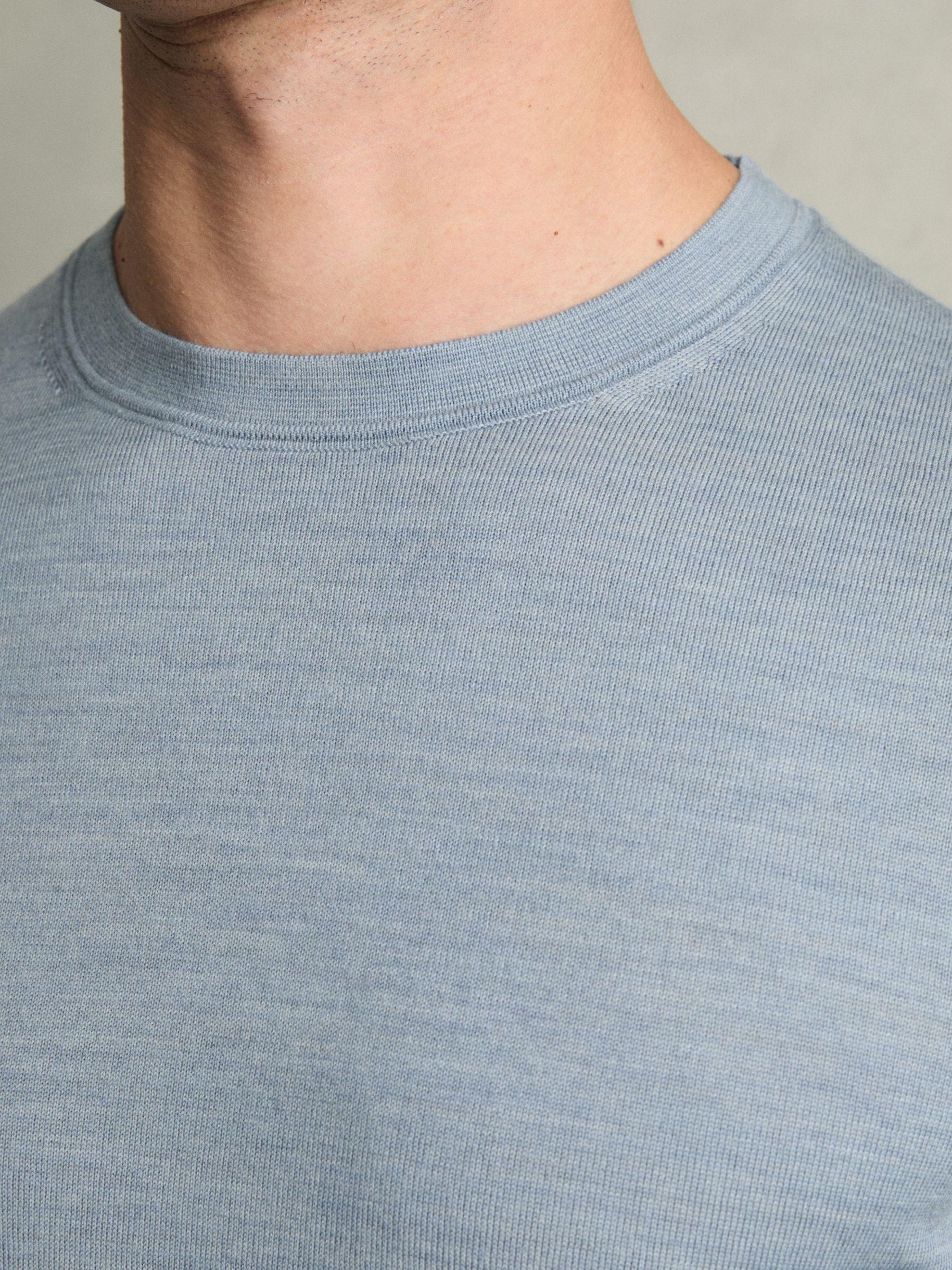 Merino Wool Crew Neck Jumper in Soft Blue Melange Product Image