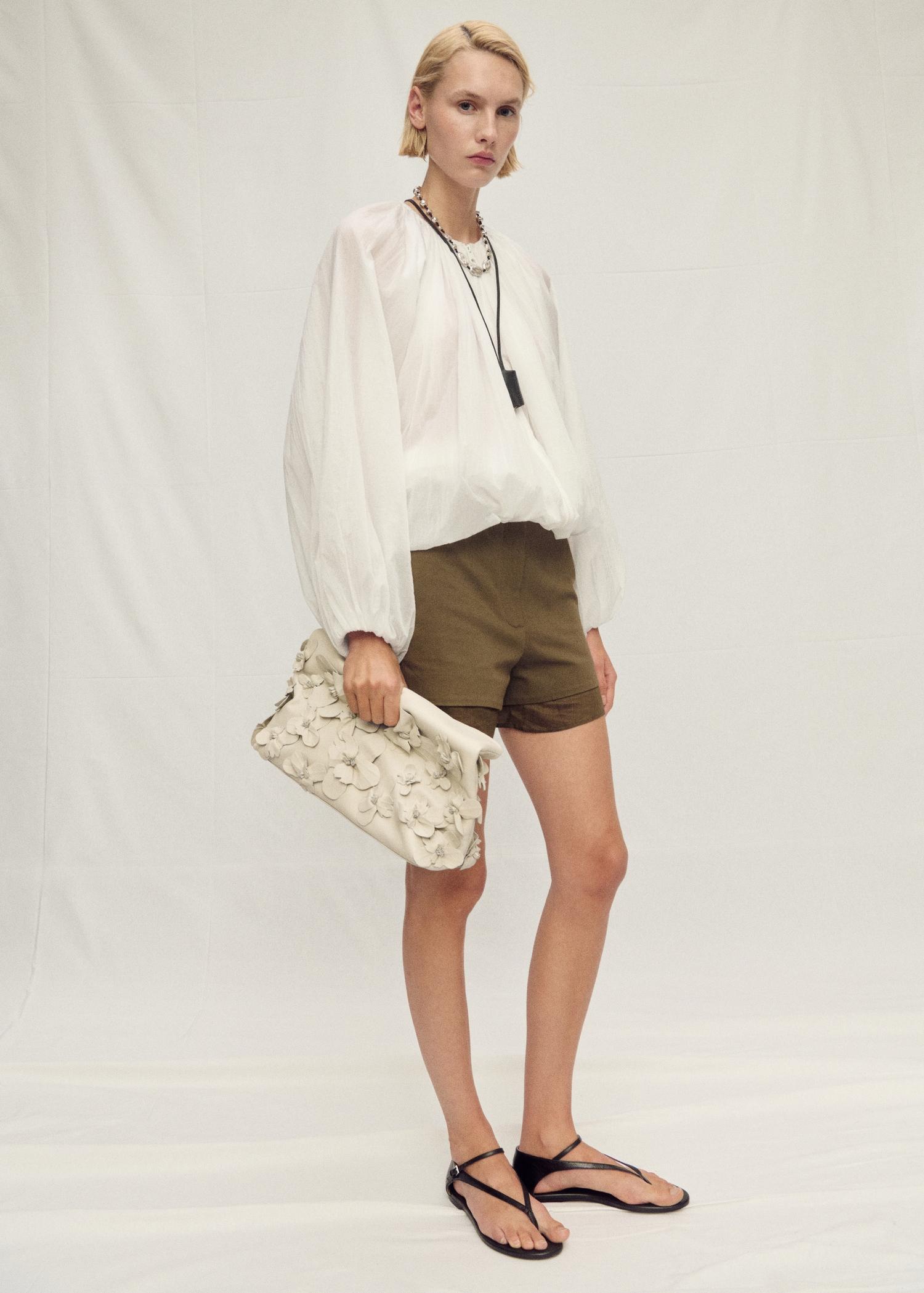 Gathered semi-transparent jacket - Women | MANGO USA Product Image