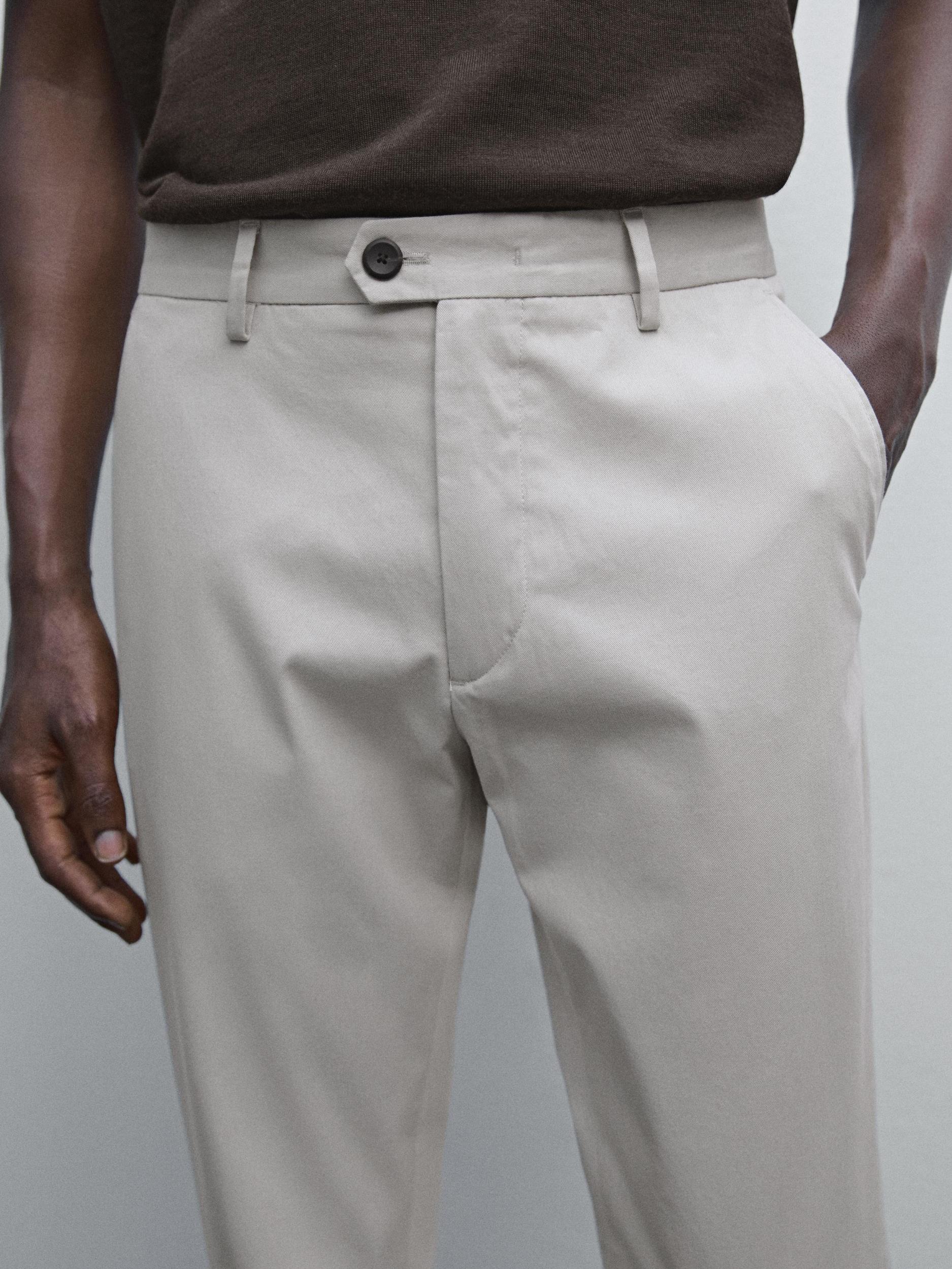 Cotton blend slim fit trousers Product Image