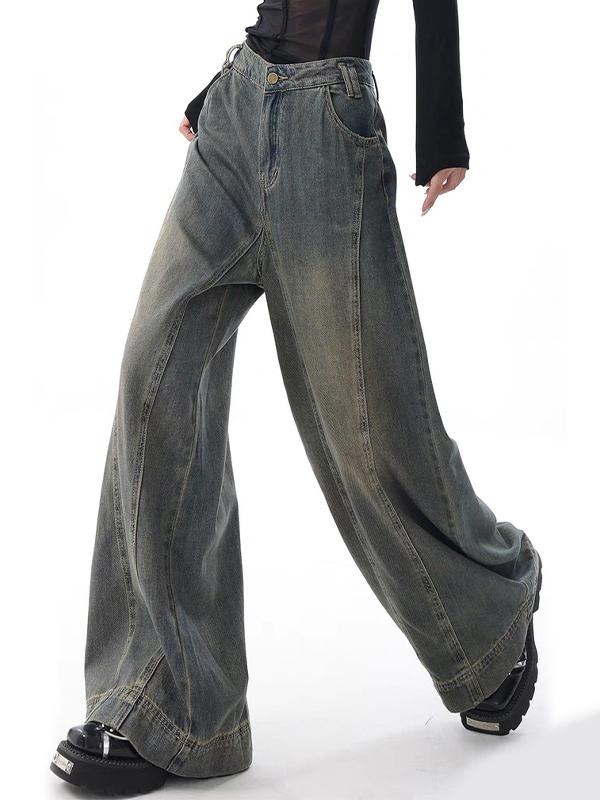 Vintage Washed Wide Leg Boyfriend Jeans Product Image