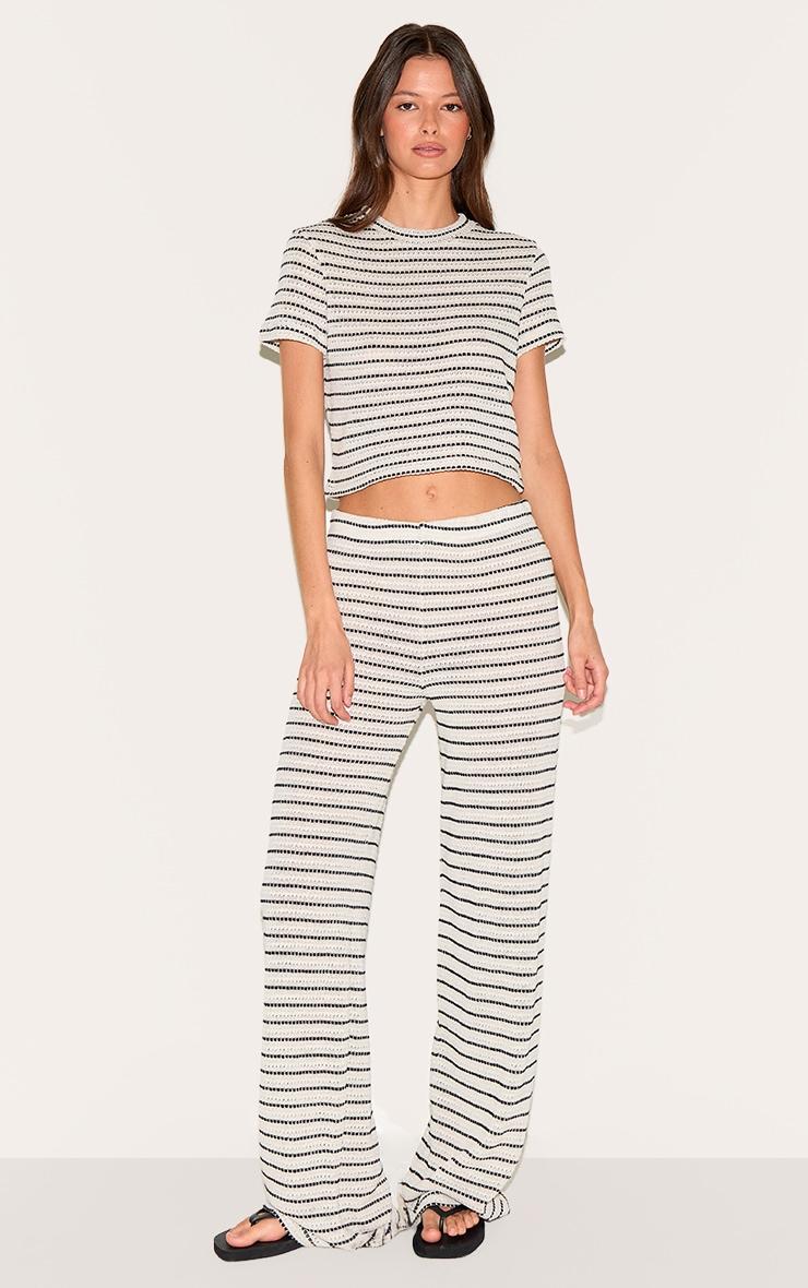 Black Textured Striped Top Product Image
