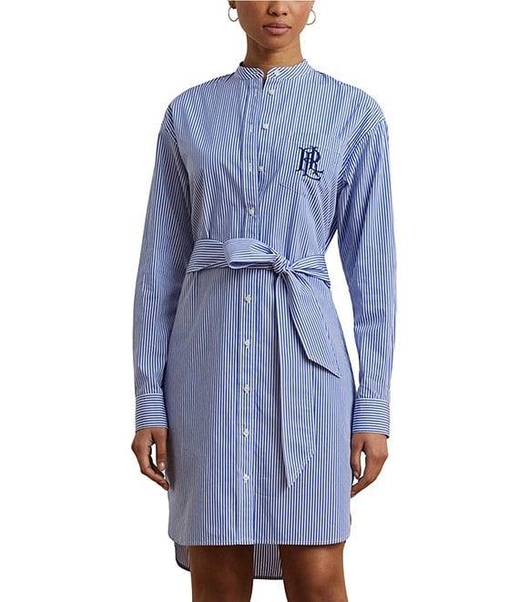Lauren Ralph Lauren Broadcloth Striped Belted Shirt Dress Product Image