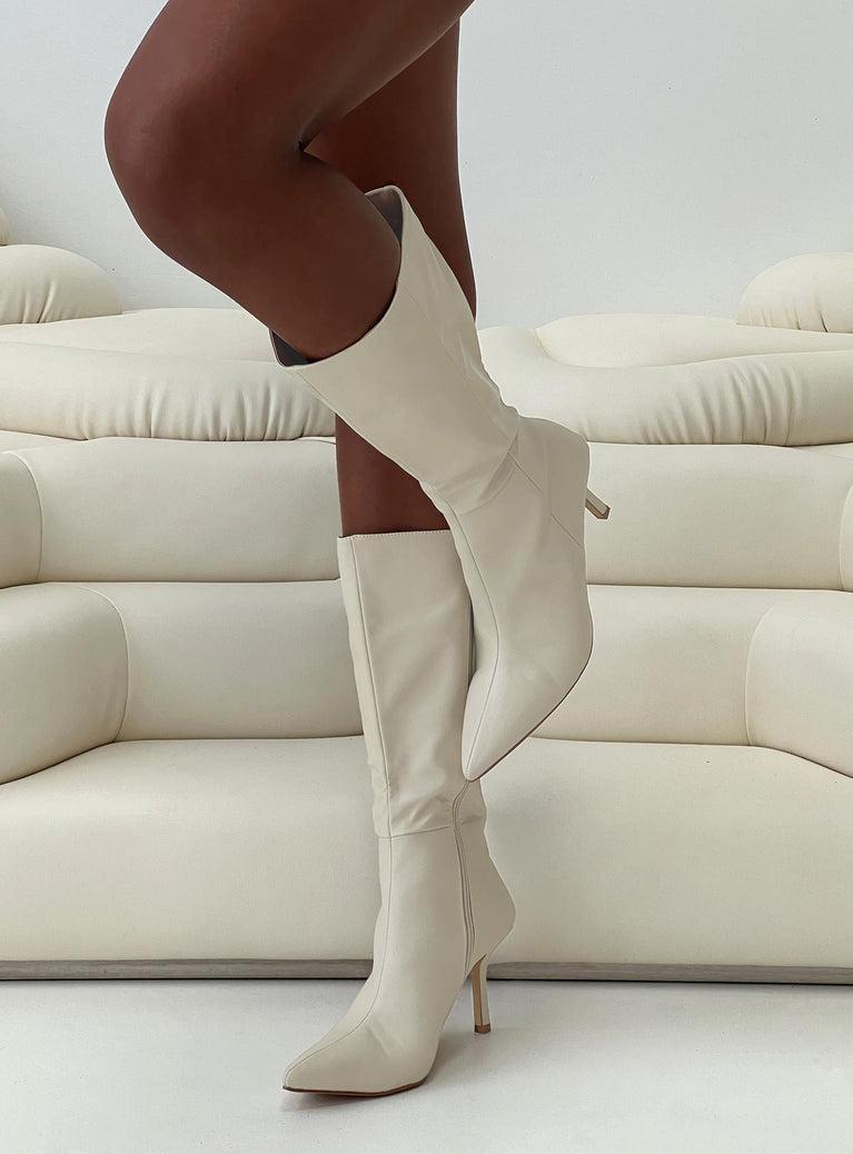 Elodiee Knee High Boots Cream Product Image