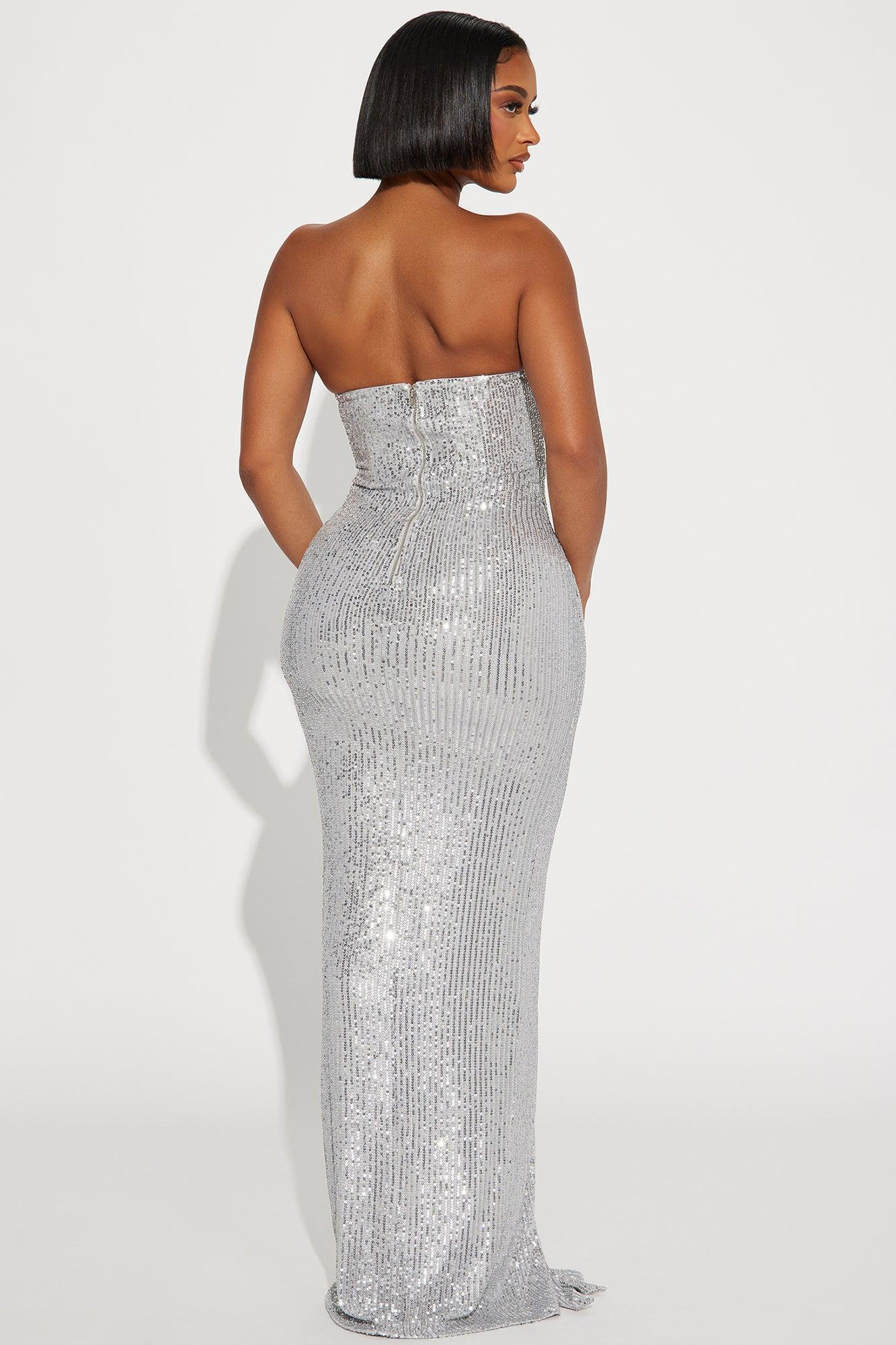 Celeste Sequin Maxi Dress - Silver Product Image