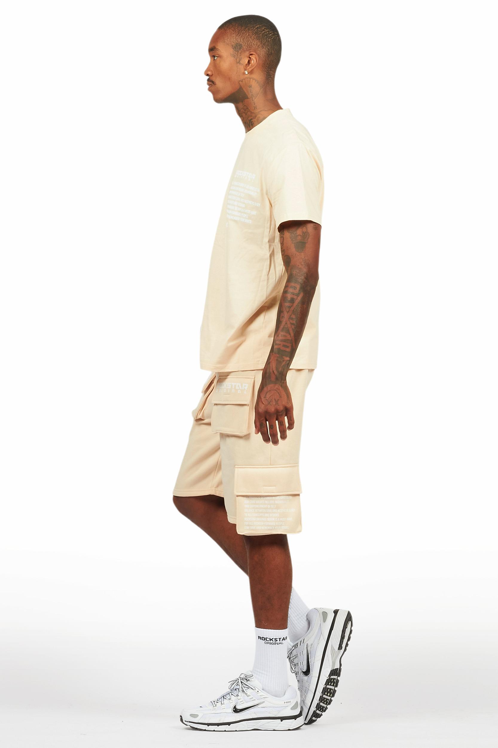 Jash Beige/White Short Set Male Product Image