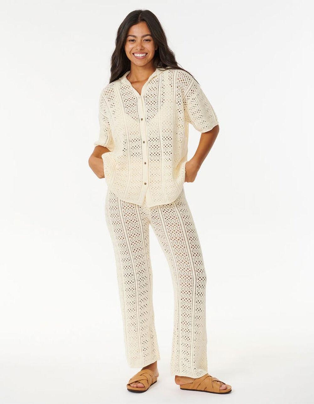 RIP CURL Pacific Dreams Womens Crochet Shirt - OFF WHITE Product Image