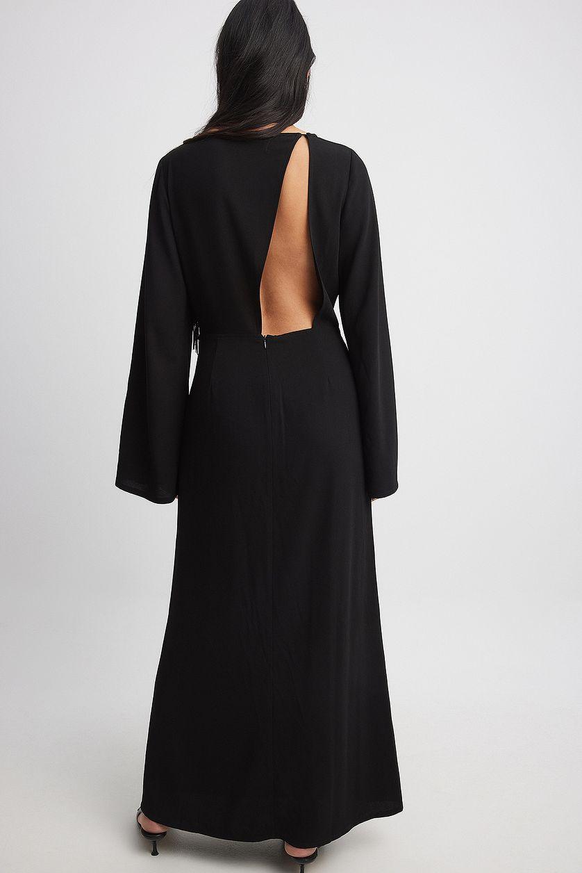 Fringe Detail Open Back Maxi Dress Product Image