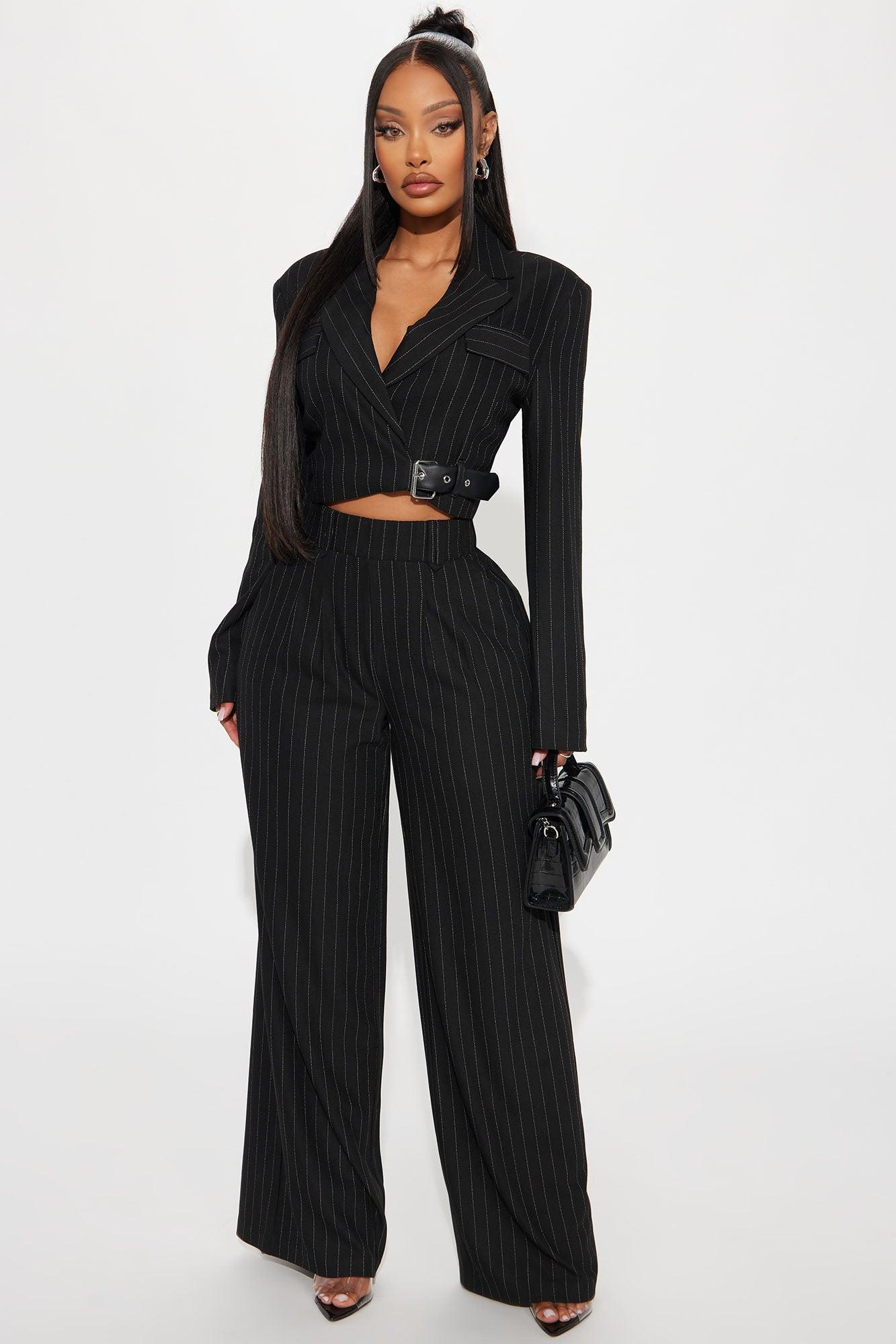 Breakeven Pinstripe Trouser - Black Product Image