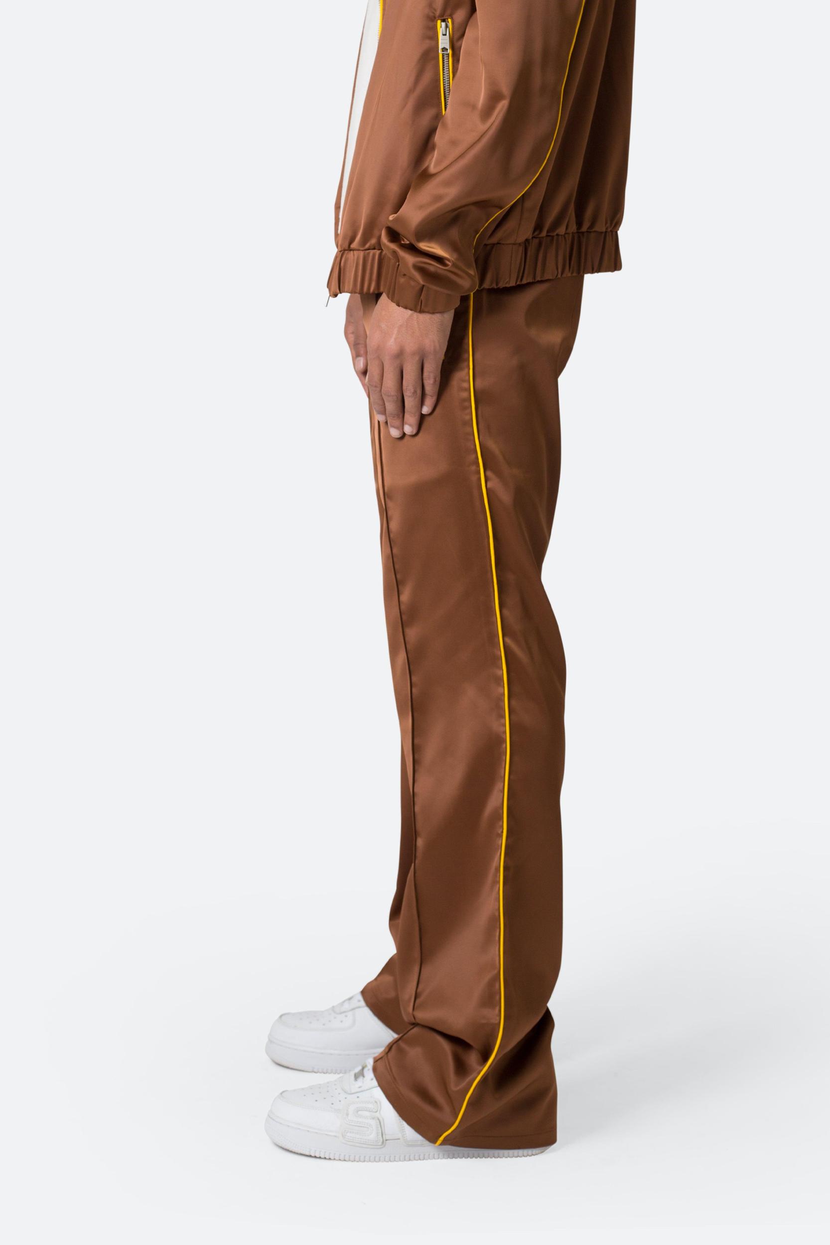 Satin Stacked Pants - Brown Product Image