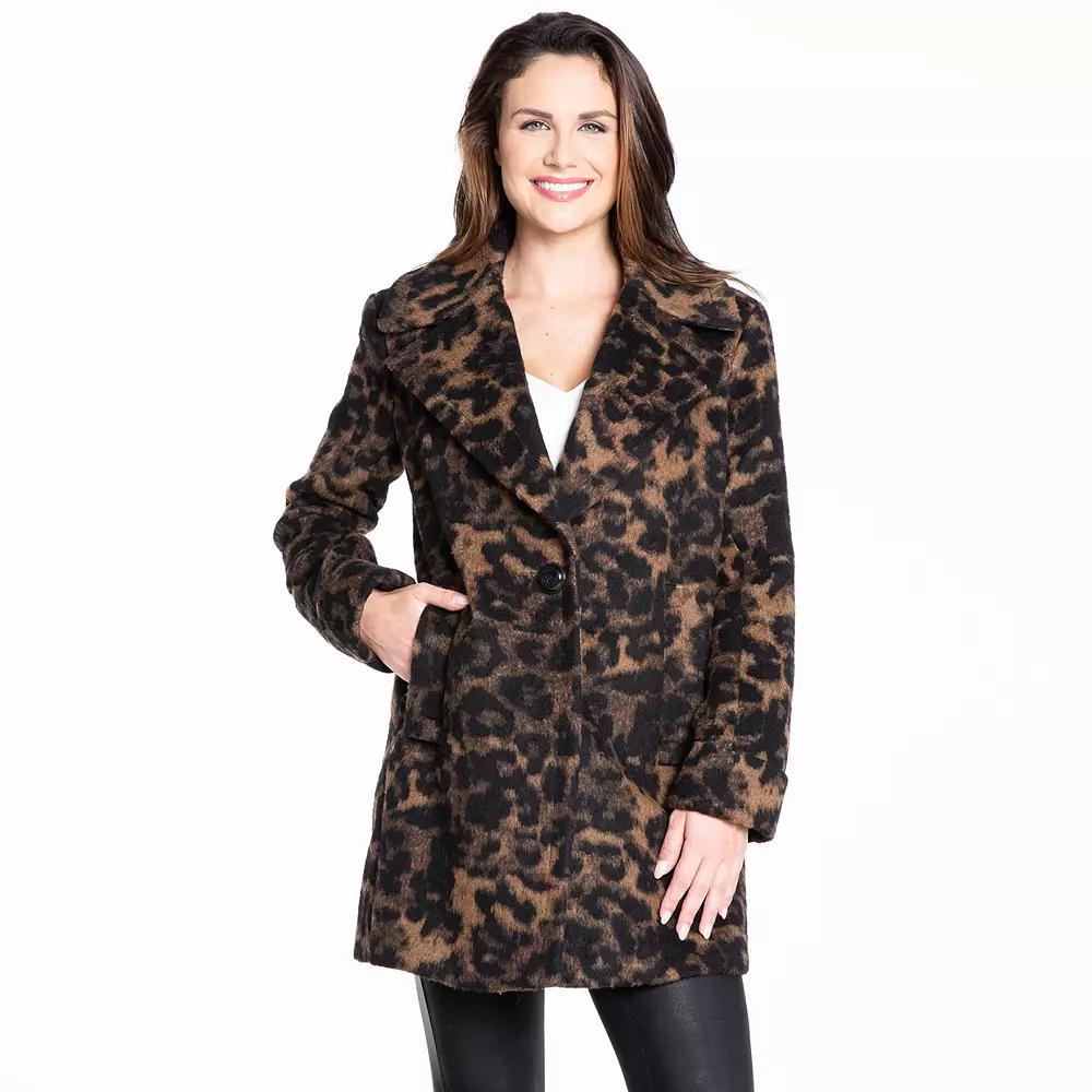 Women's Fleet Street Wool-Blend Cocoon Leopard Print Coat,  Product Image