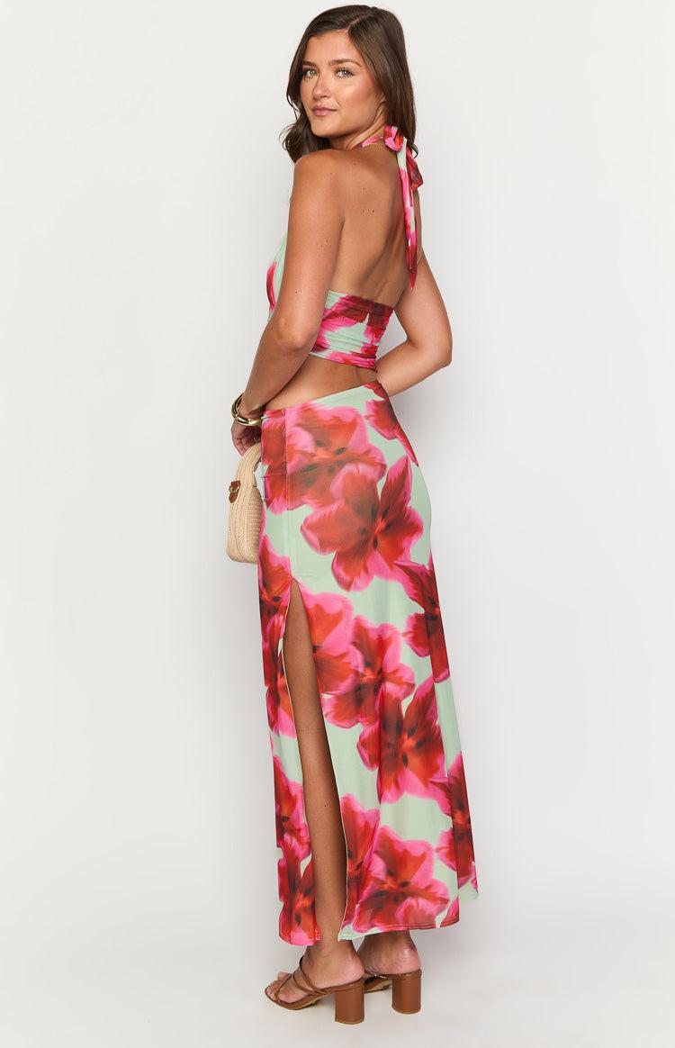 Harvey Green Floral Print Maxi Dress Product Image