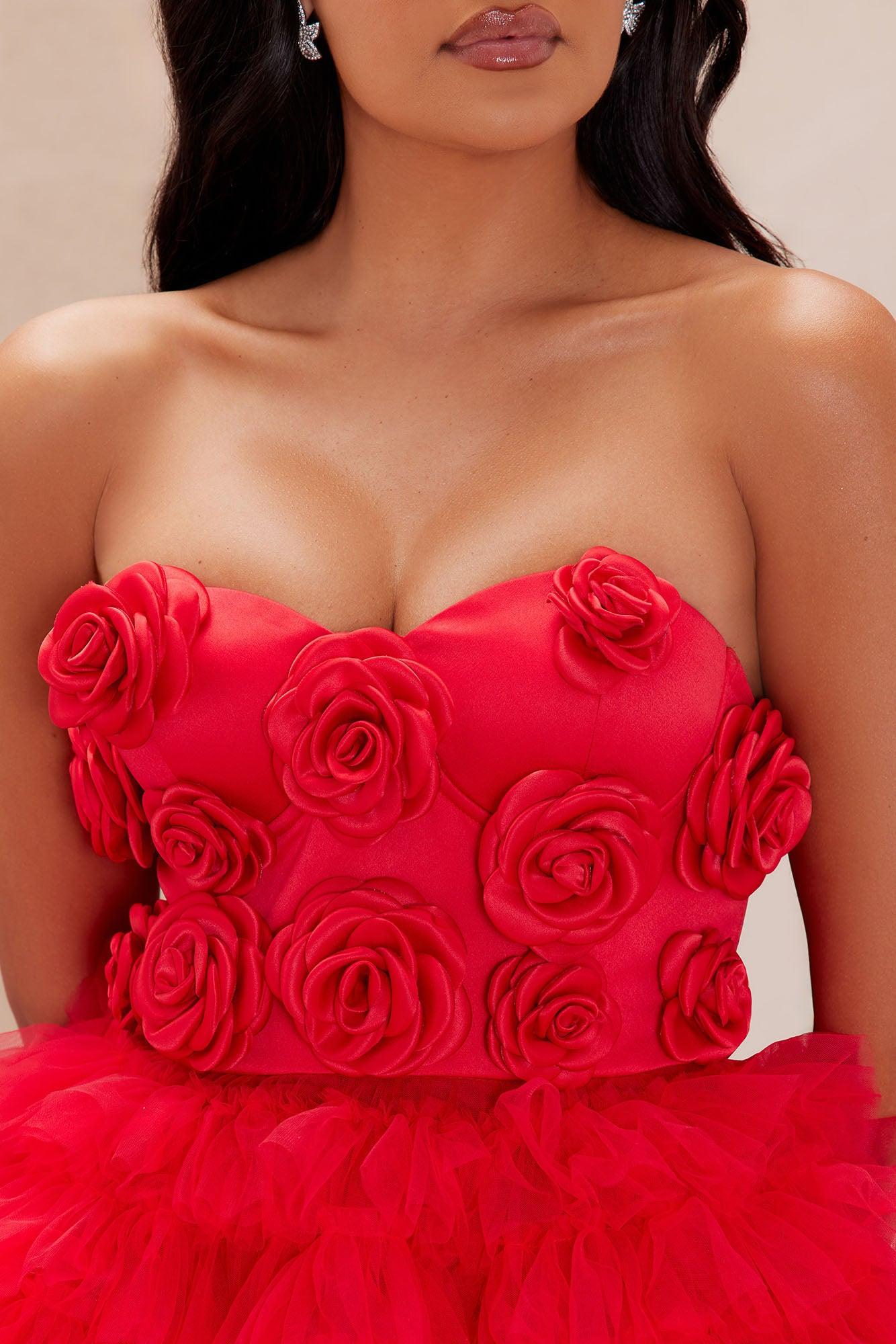 Brooke Floral Mini Dress - Red Product Image