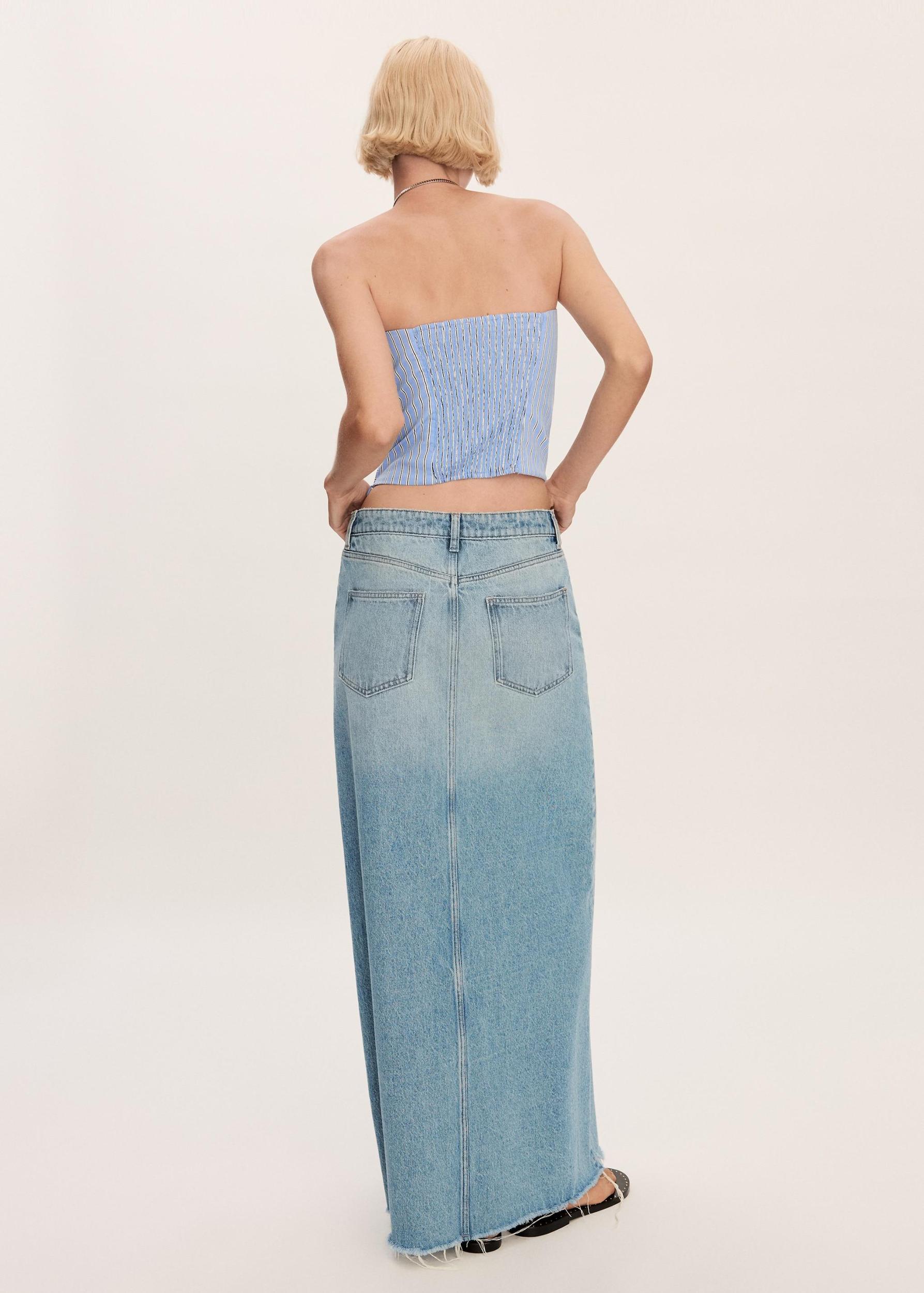 Denim skirt with frayed hem - Women | MANGO USA Product Image