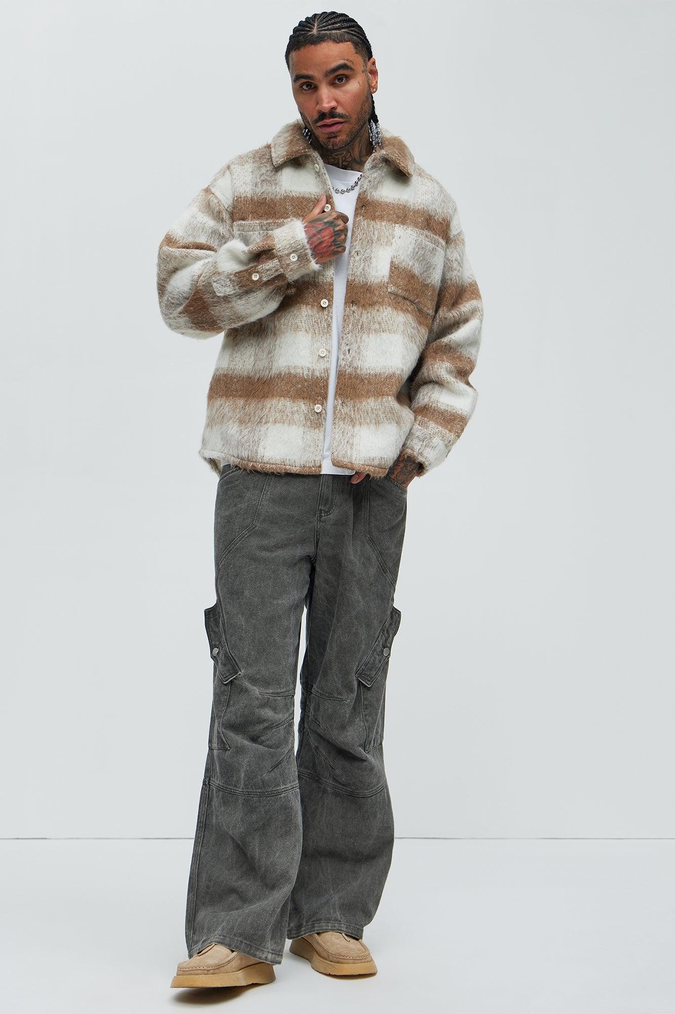 Move Up Plaid Shacket - Tan Male Product Image