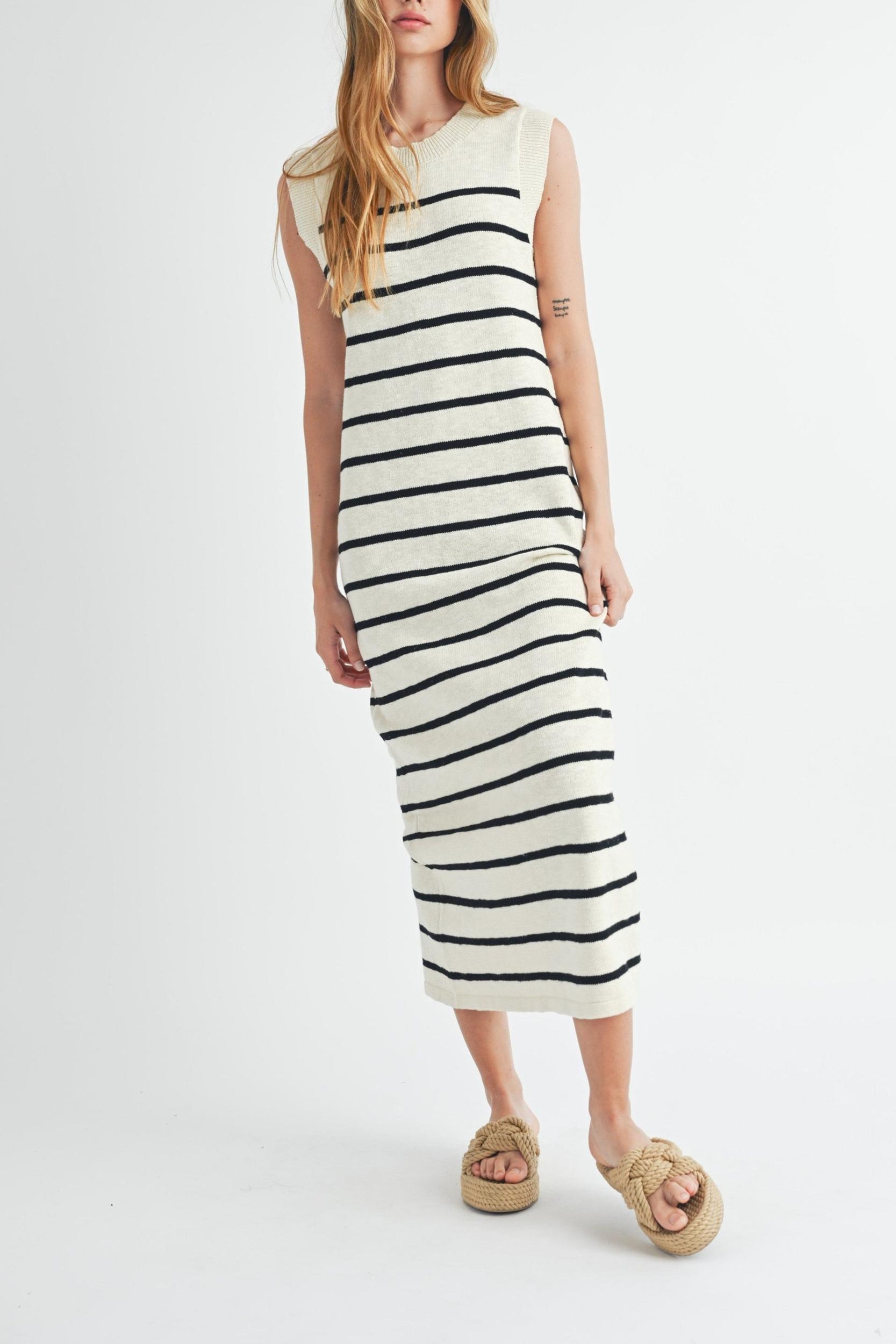Sleeveless Stripe Sweater Maxi Dress Product Image