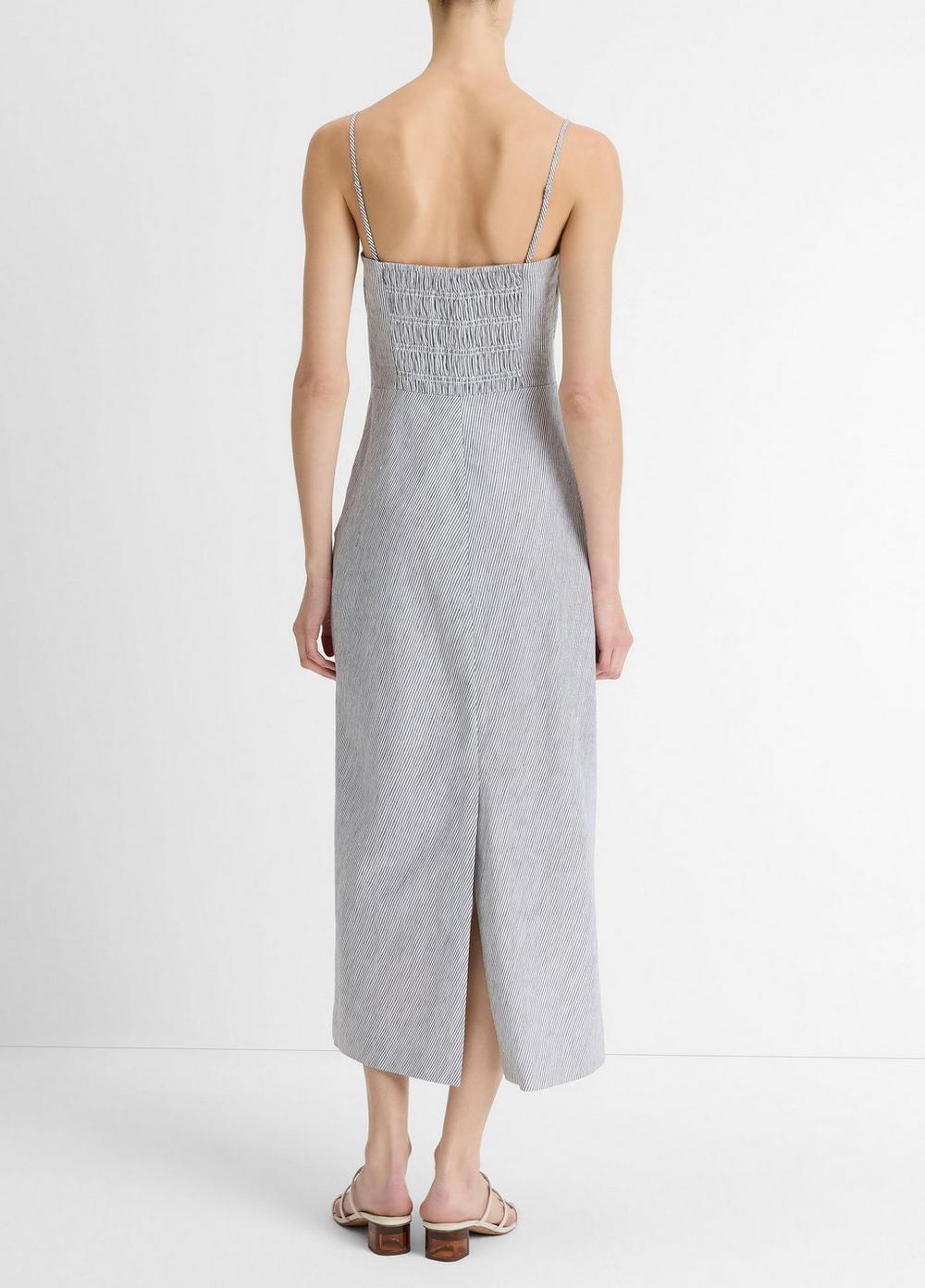 Womens Ticking Stripe Linen-cotton Draped Dress Vince Product Image