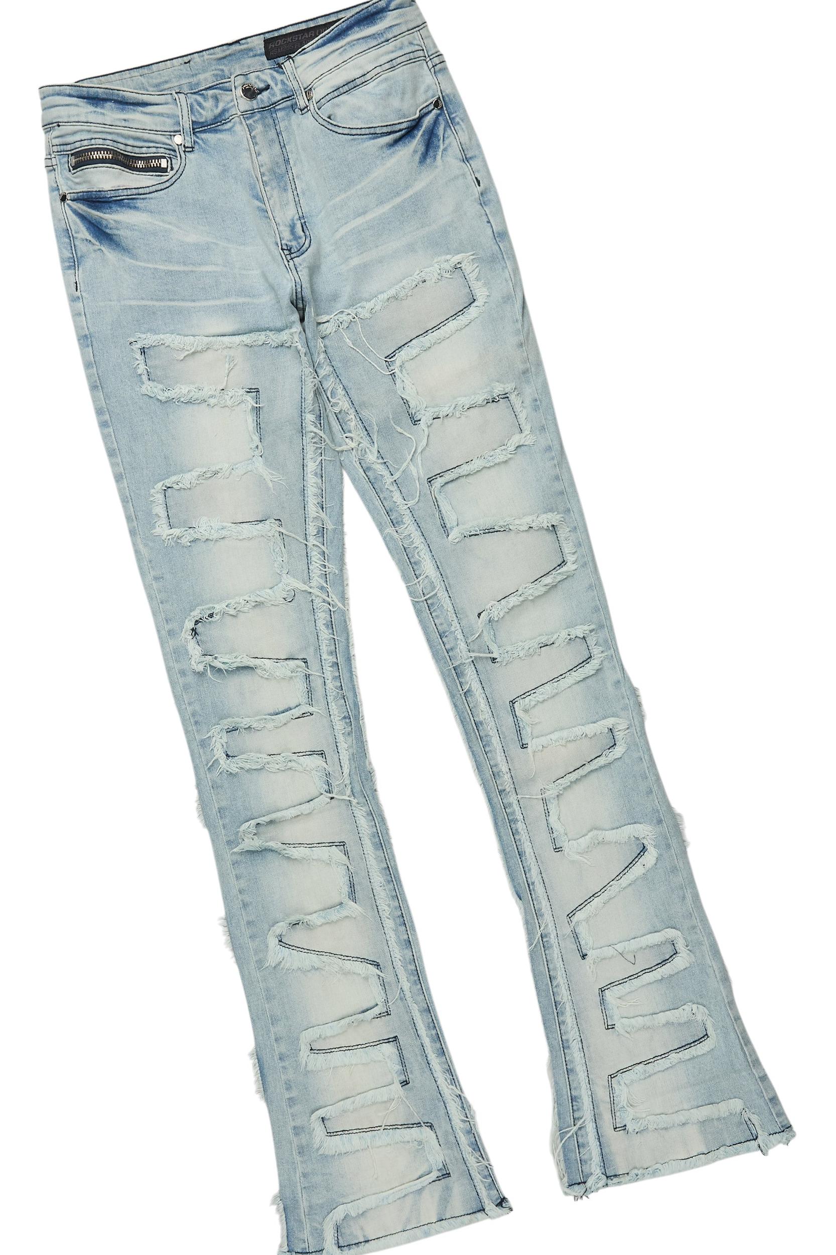 Beno White T-Shirt & Shake Blue Stacked Flare Jean Bundle Male Product Image