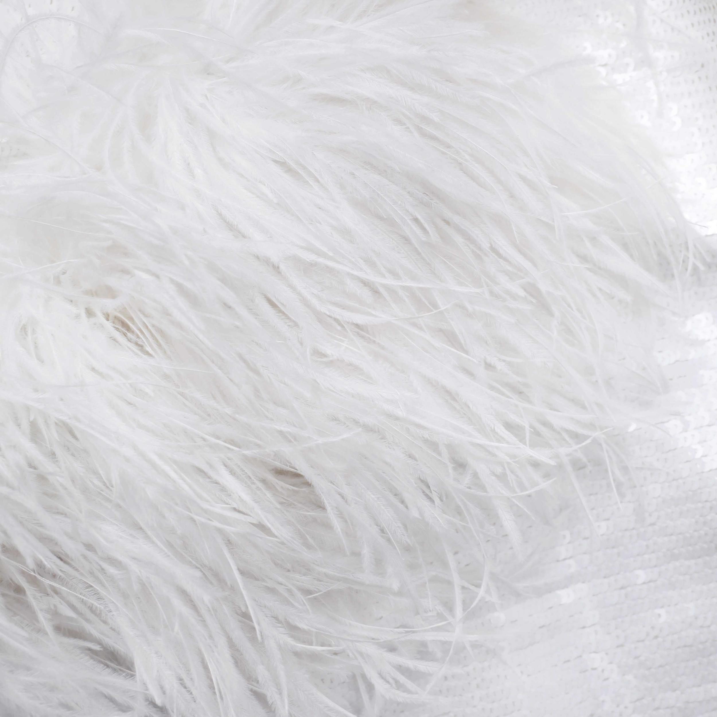 White Sequin Feather Maxi Dress Product Image