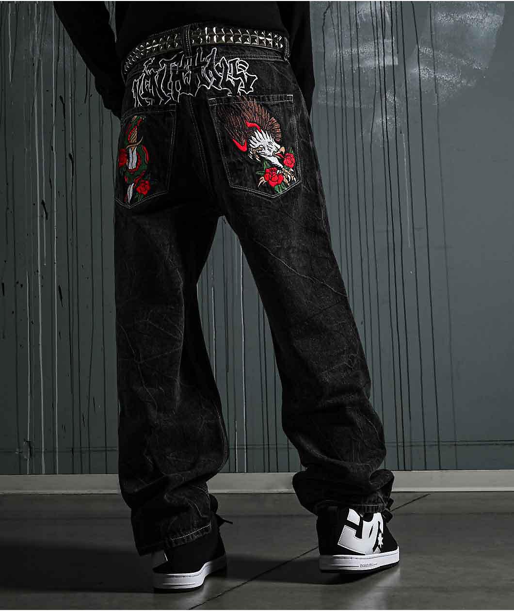 Ninth Hall Ambush Embroidered Black Denim Jeans Product Image