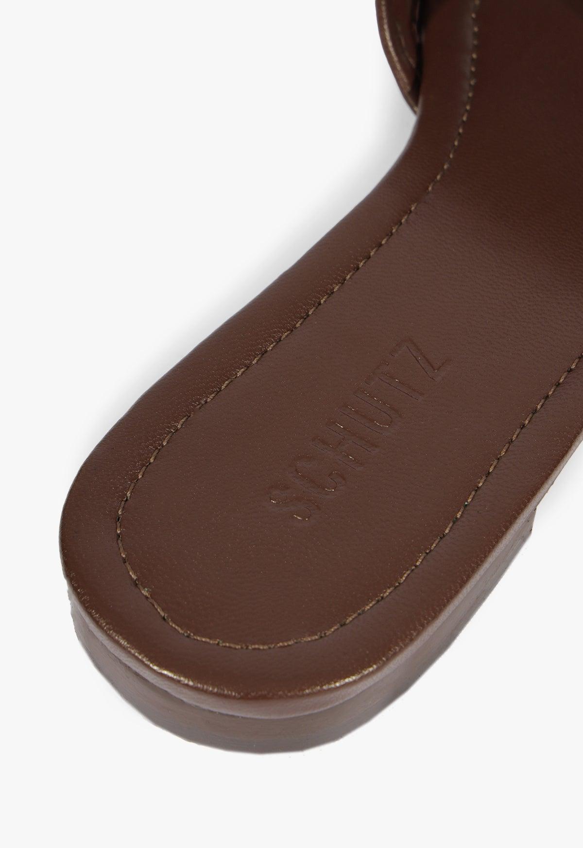 Juliet Brown Leather Flat Sandal Product Image