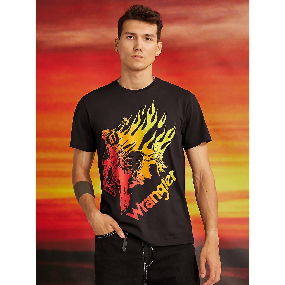 Wrangler® x Hot Wheels™ Men's Flaming Bronco T-Shirt Beauty Product Image