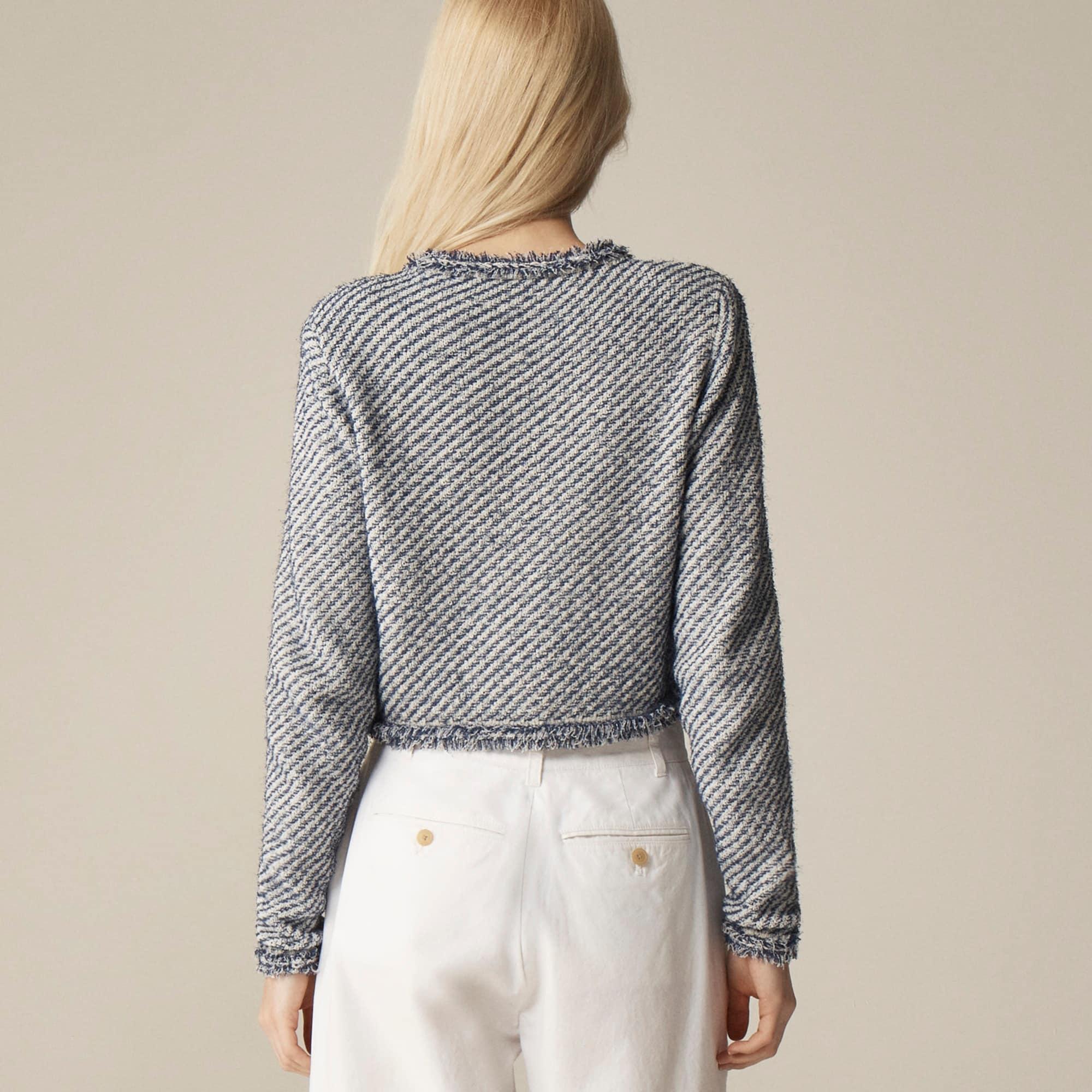 Collection cropped lady jacket in textured cotton Product Image