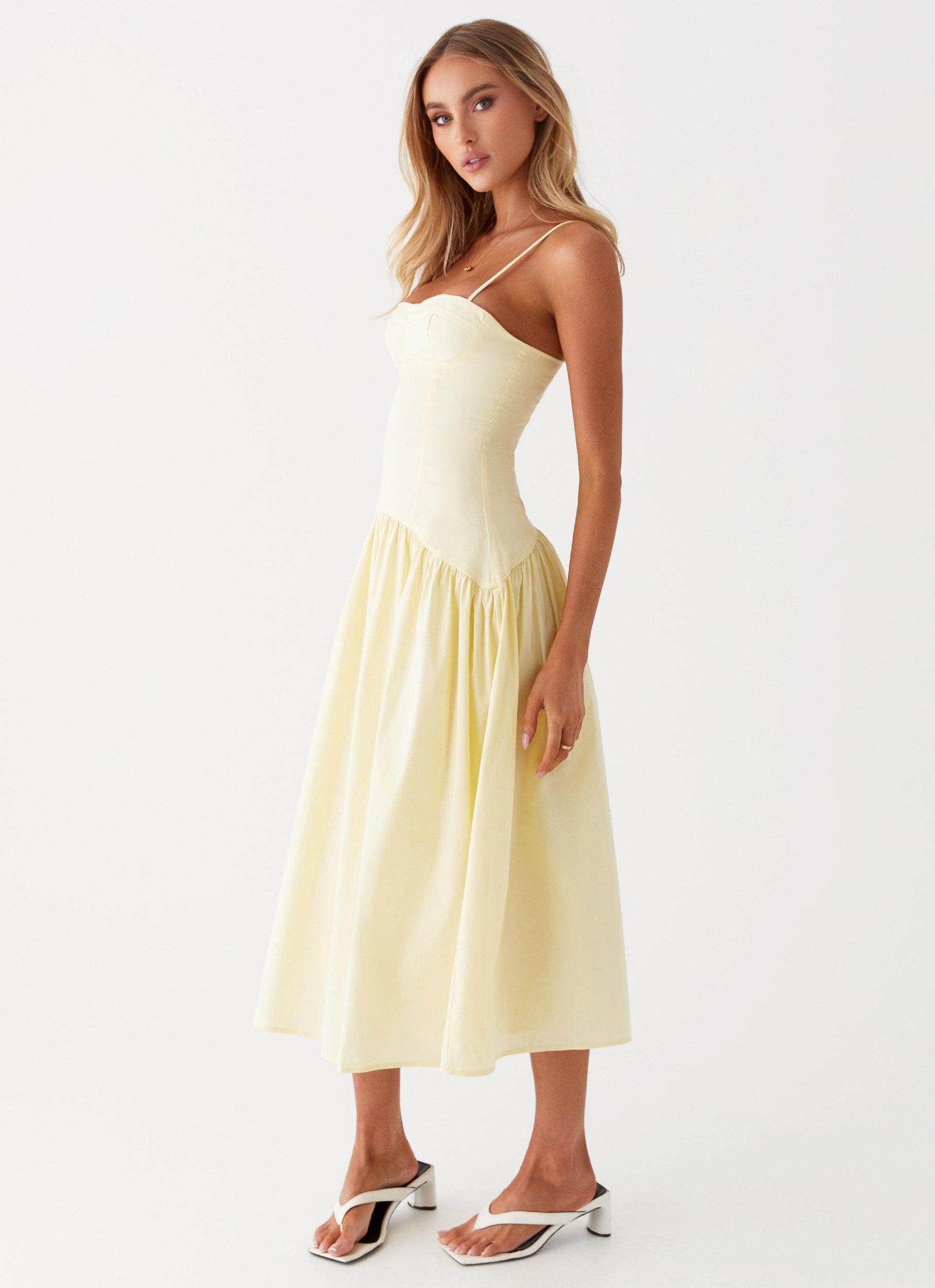 Yvette Corset Midi Dress - Yellow Product Image