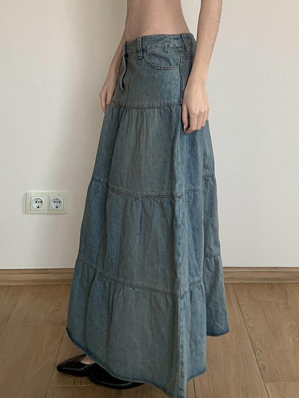 Low-Waisted Old-Fashioned Holiday Style Maxi Skirt Product Image