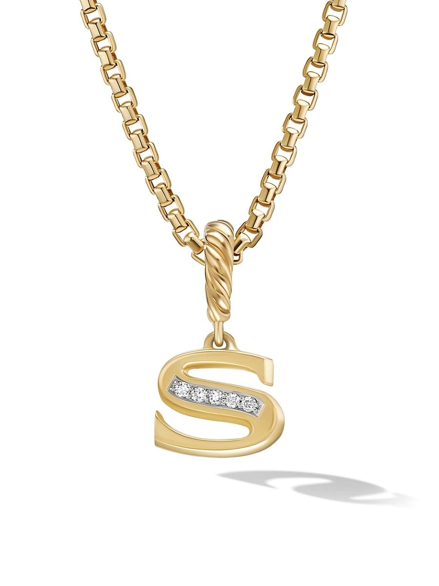 Womens Pav Initial Pendant in 18K Yellow Gold Product Image