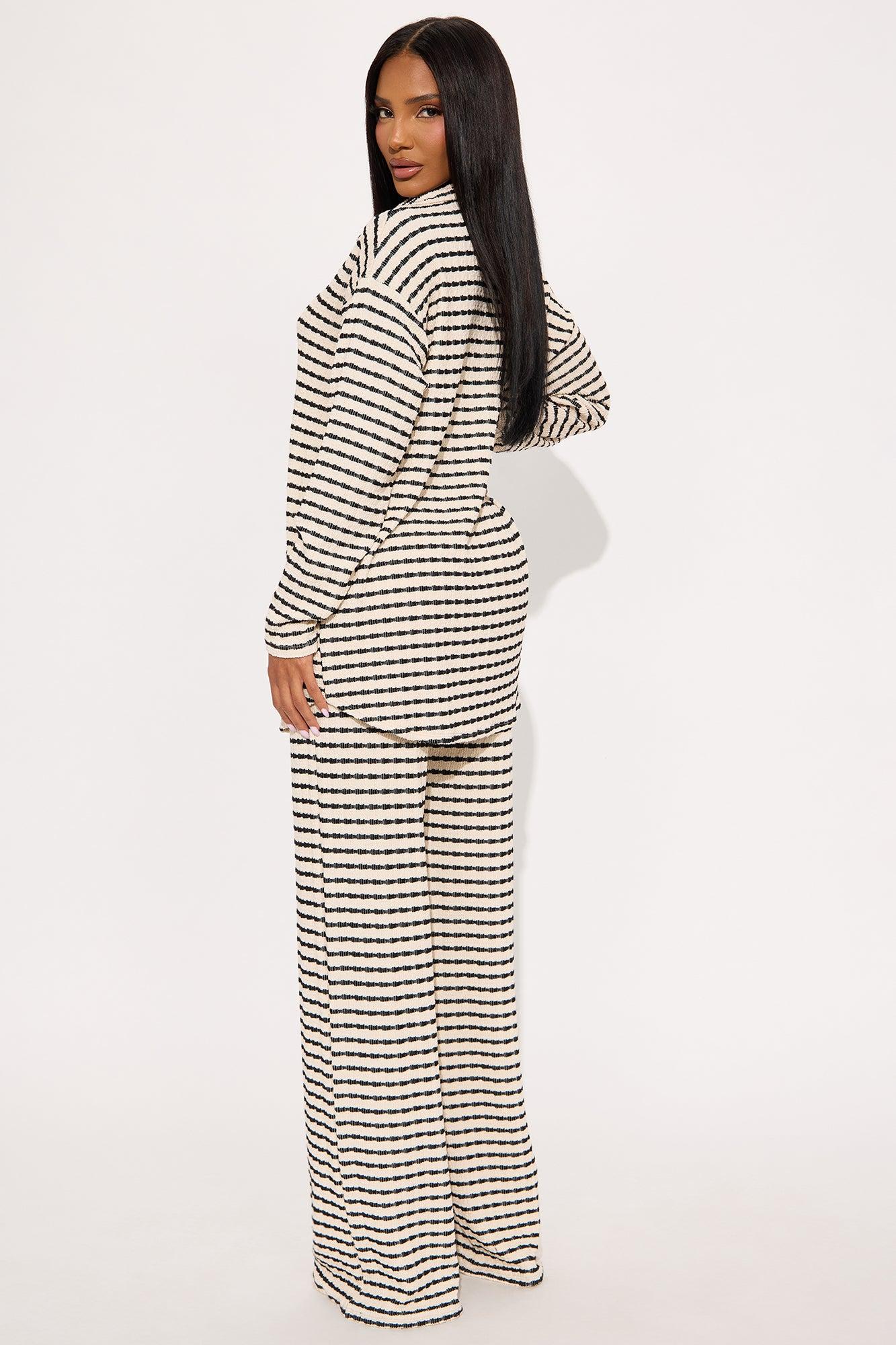 Sony Textured Wide Leg Pant Set - Black/combo Product Image