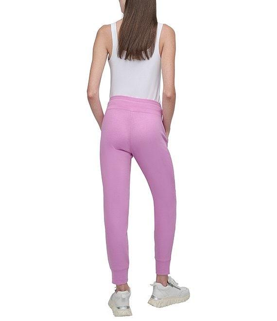 DKNY by Donna Karan Metallic Bubble Logo Knit Drawstring Waist Straight Leg Jogger Pants Product Image