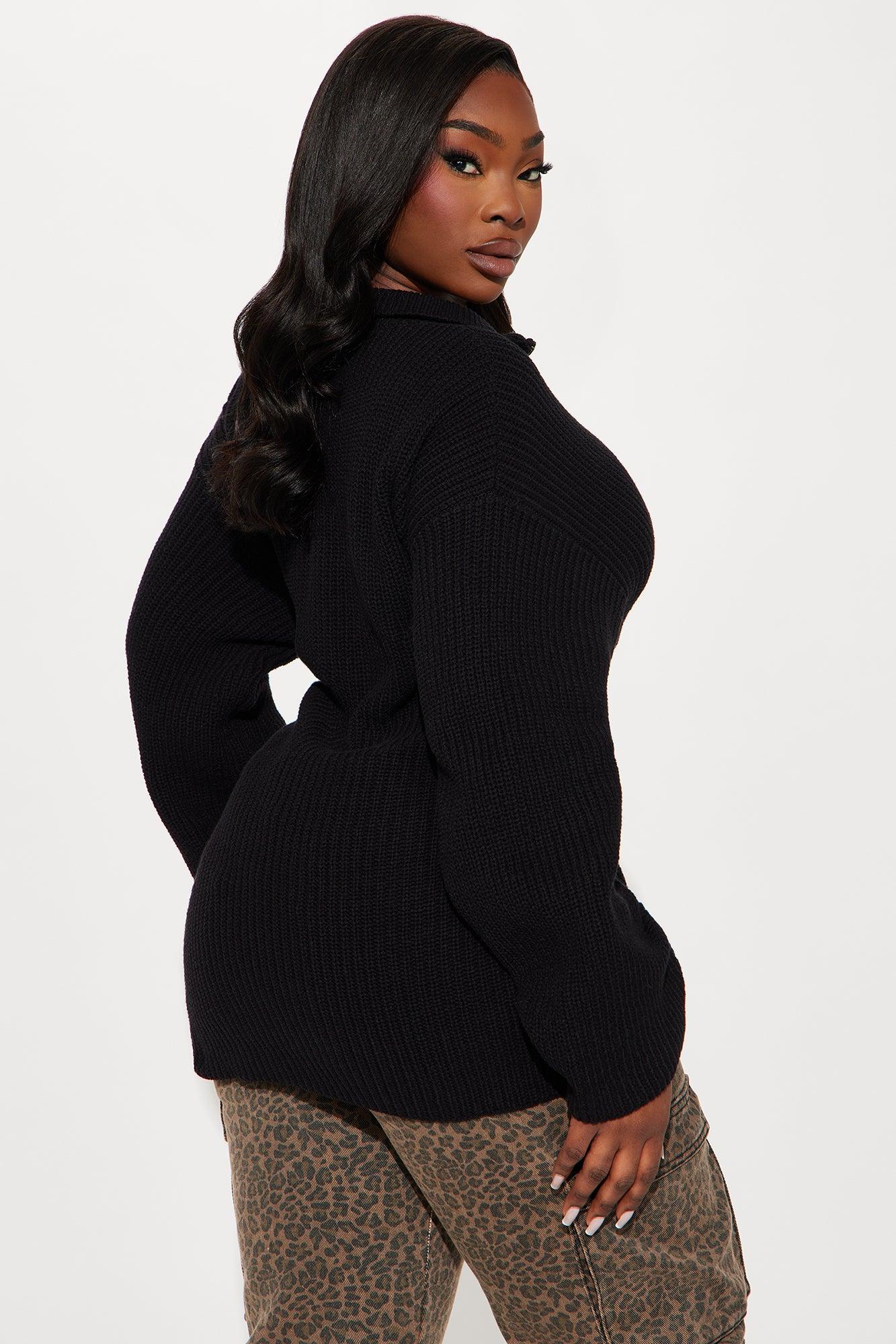 Emilee Quarter Zip Sweater - Black Product Image