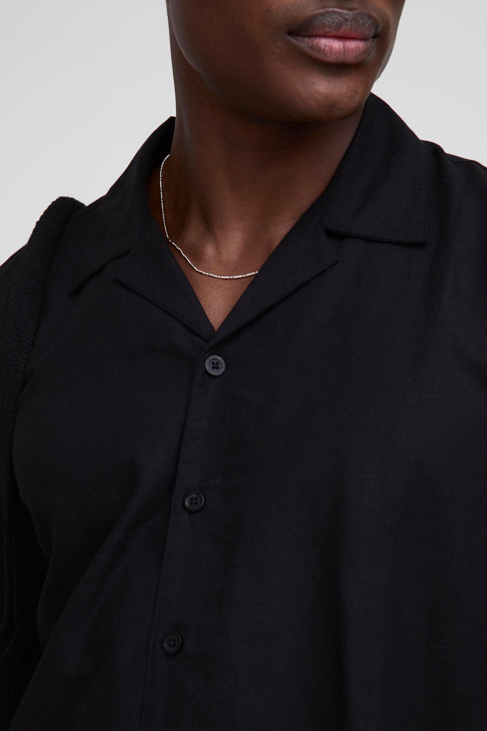 Oversized Boxy Revere Linen Blend Shirt & Short Set | boohooMAN USA Product Image