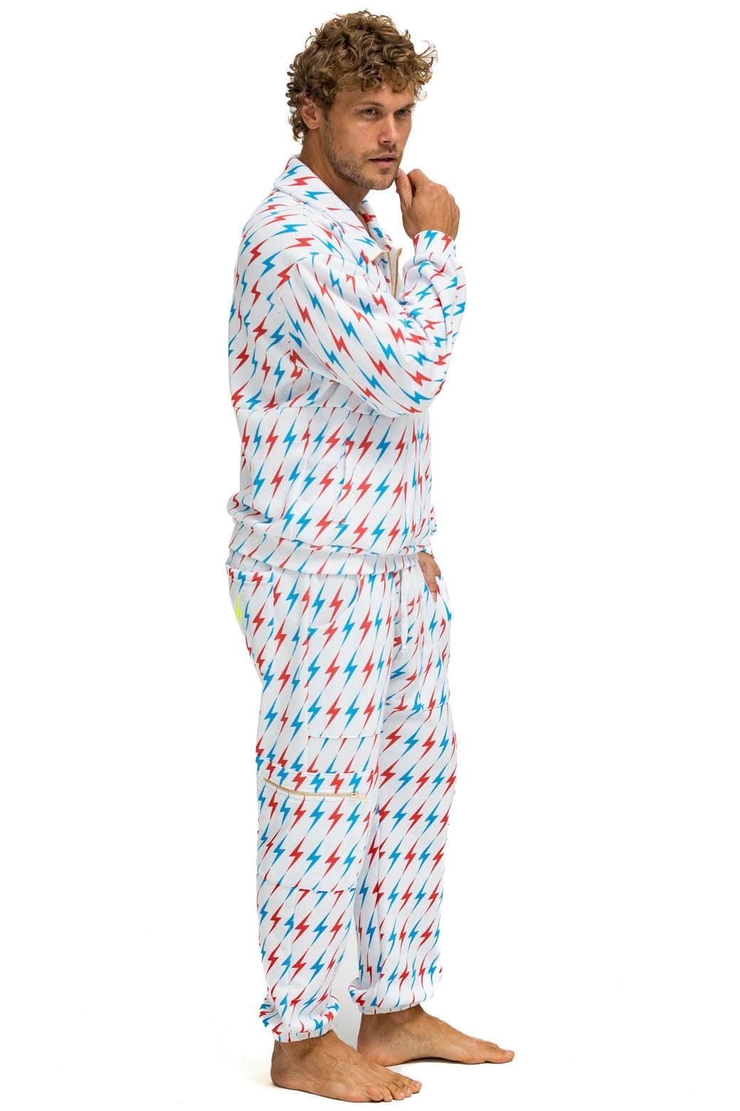 AVIATOR BOLT EMBROIDERY SWEATPANTS - WHITE // USA Male Product Image