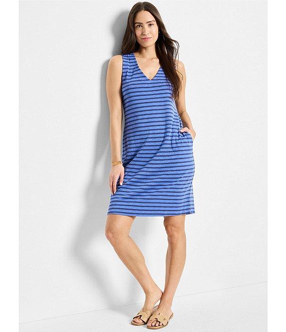NIC + ZOE Knit Striped V-Neck Sleeveless Dress Product Image