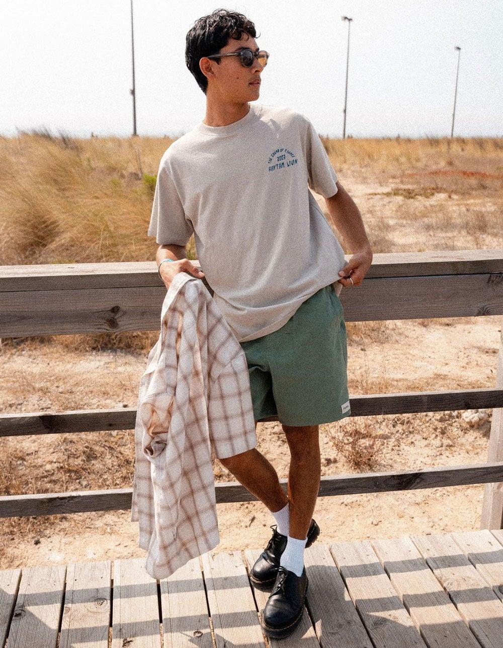 RHYTHM Down Under Slub Mens Tee - STONE Product Image