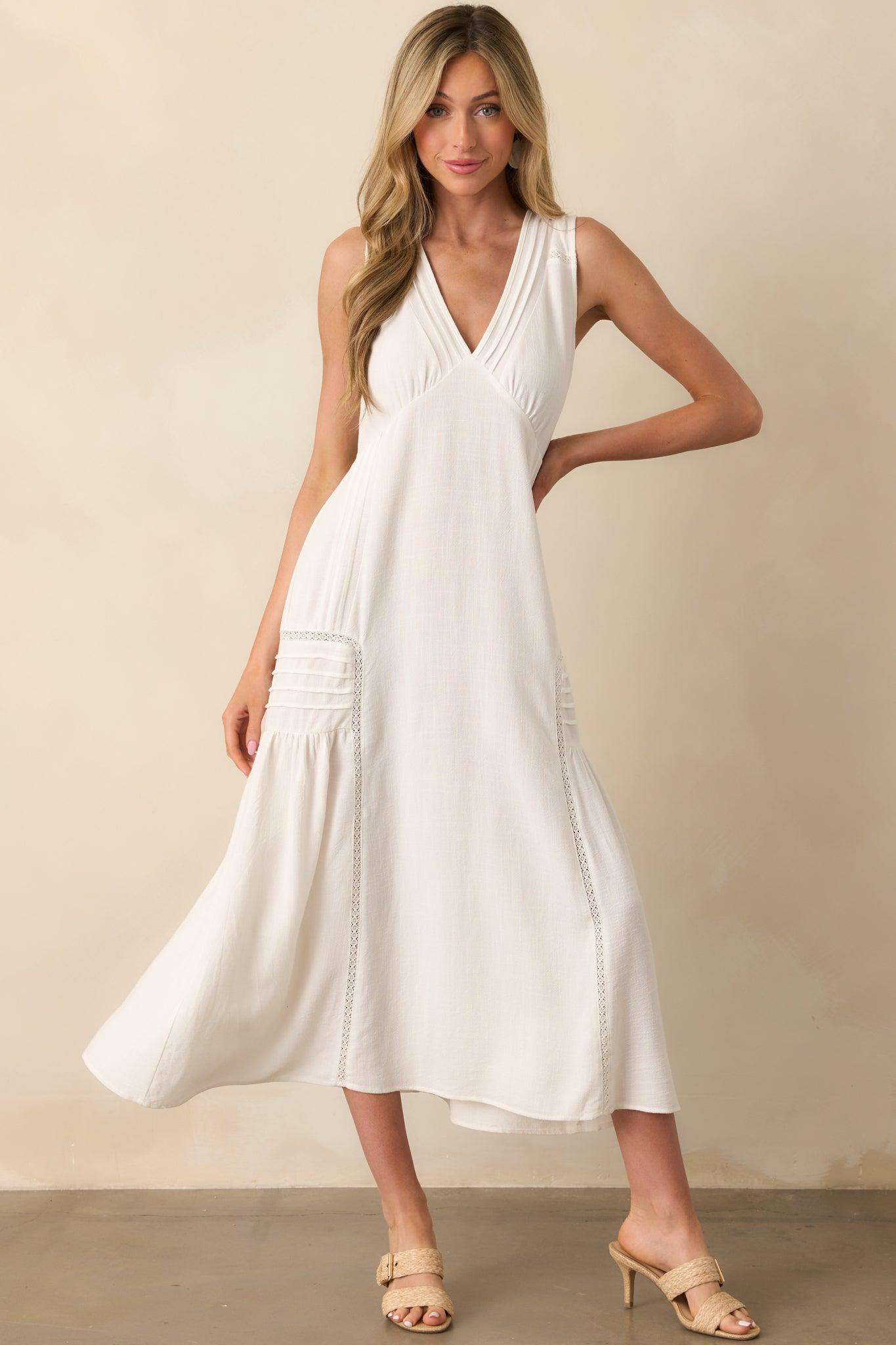 Only Goes Up From Here Ivory Linen Blend Sleeveless Maxi Dress Product Image