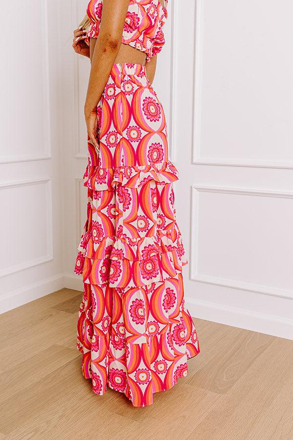 Island Oasis High Waist Floral Maxi Skirt in Pink Product Image