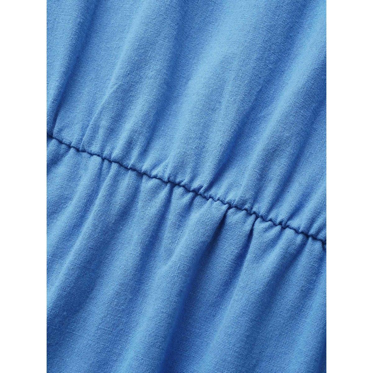 Plus Size V Neck Colorblock Contrast Drawstring Dress Brightblue Women Casual Contrast V-neck Sleeveless Curvy BloomChic 14-16/1X Product Image