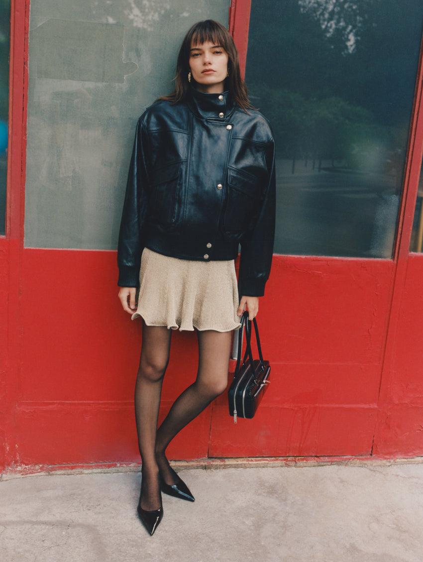 Black Leather Jacket Product Image