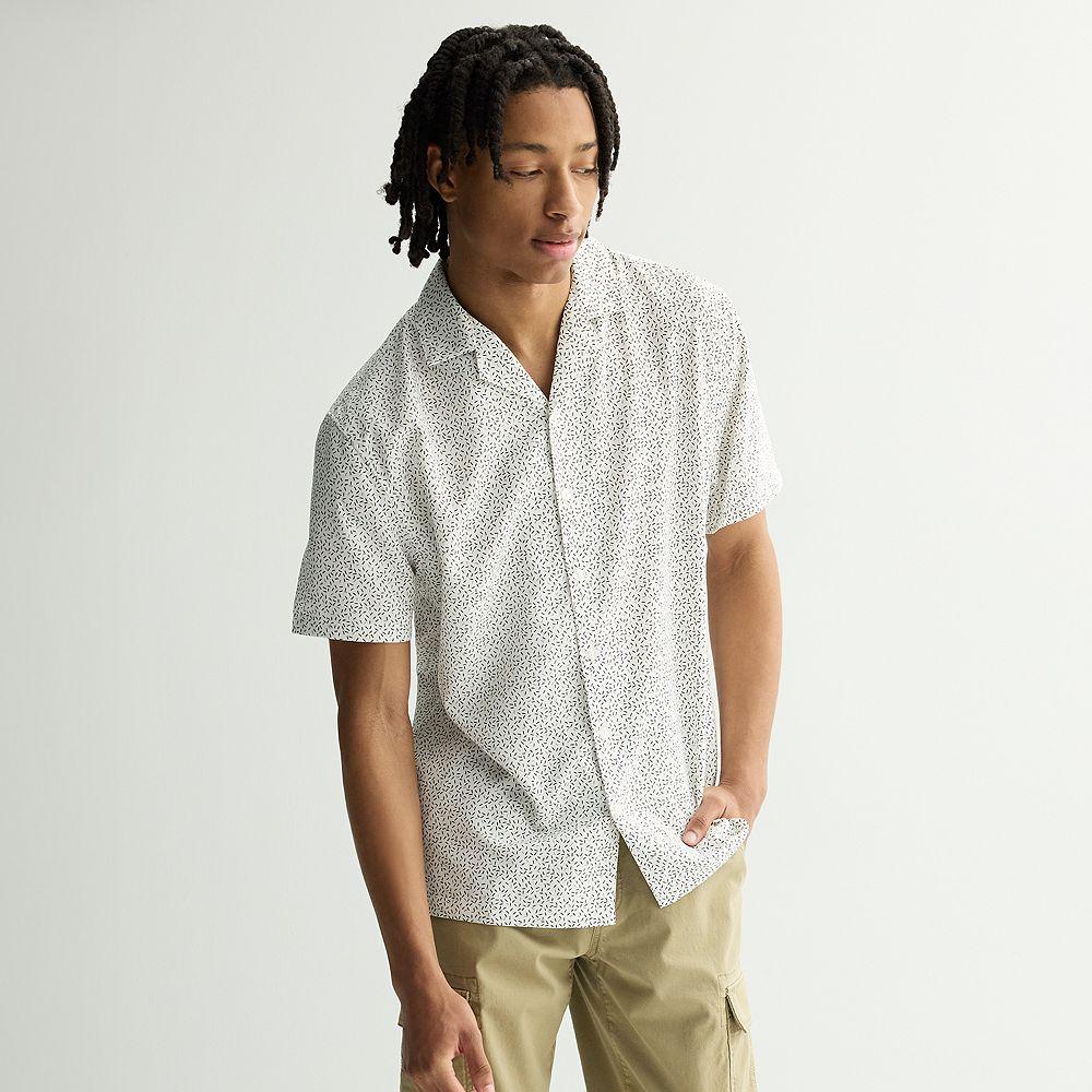 Men's Birch x Black Woven Camp Shirt, Size: Medium, Marshmallow Product Image