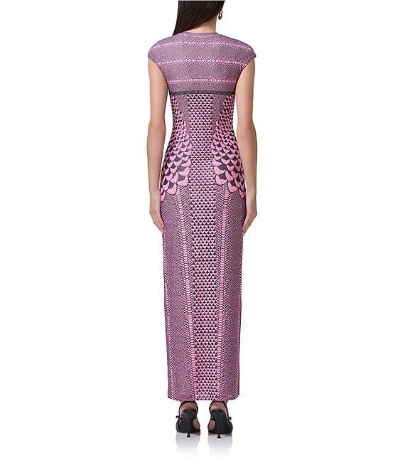 AFRM Cody Petal Print Mesh Crew Neck Cap Sleeve Dress Product Image