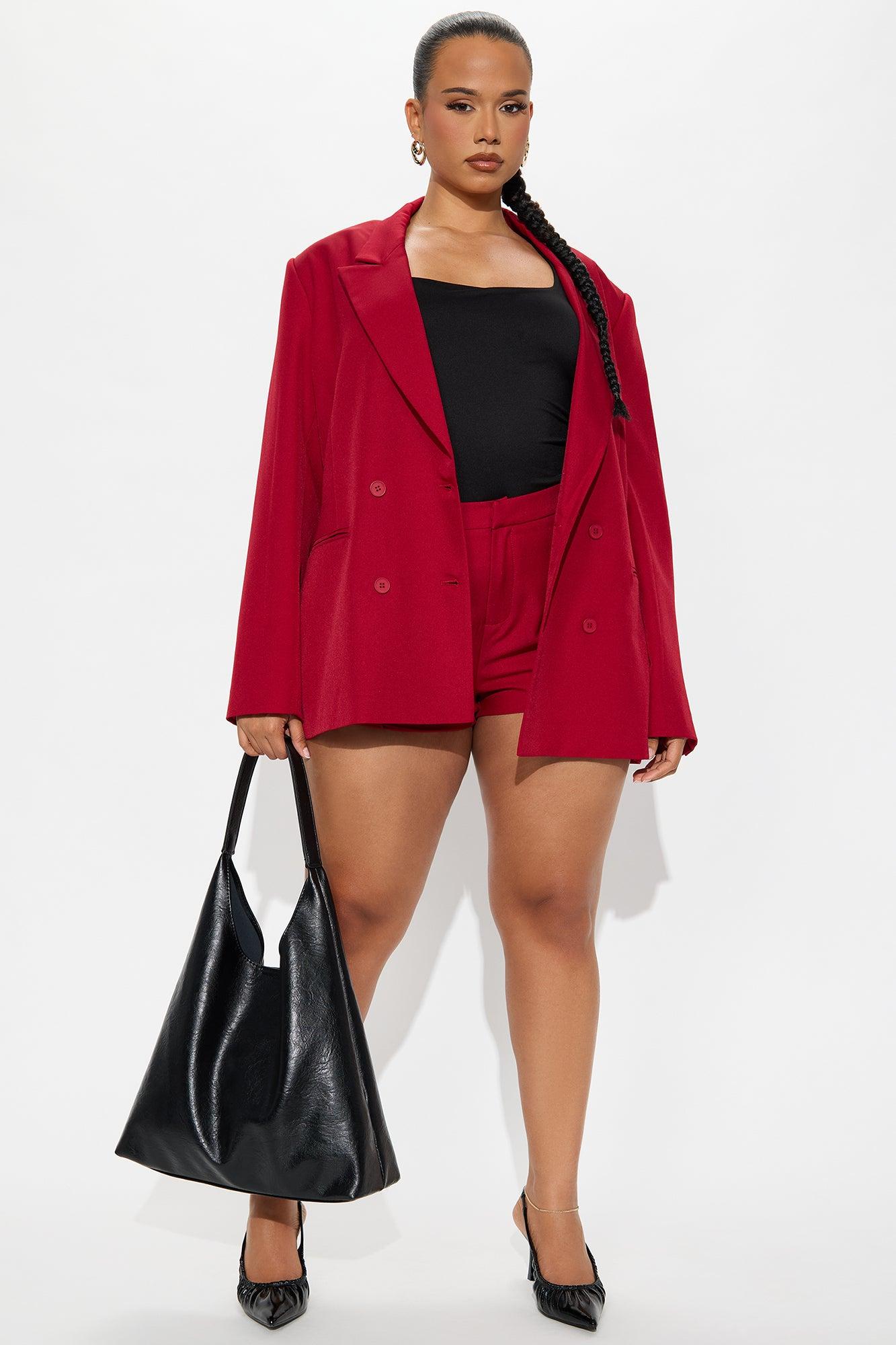 Chloe Double Breasted Blazer - Red Female Product Image