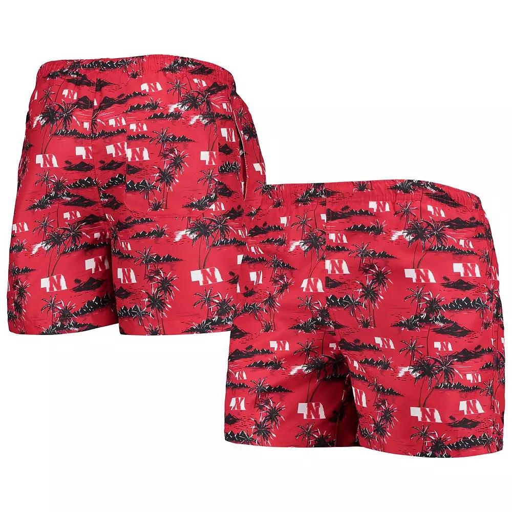 Men's FOCO Scarlet Nebraska Huskers Island Palm Swim Trunks, Size: XL, Red Product Image