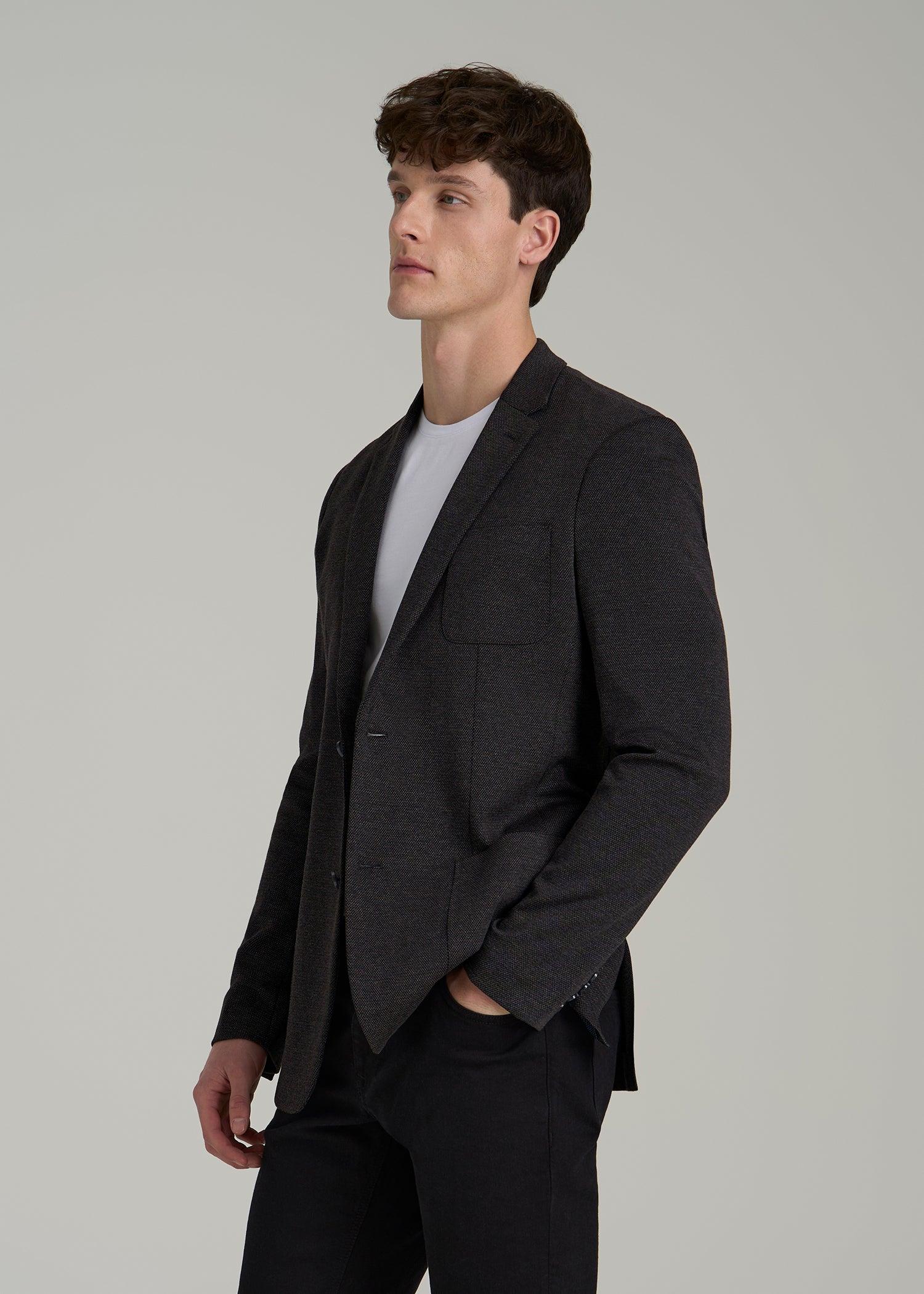 Core Blazer for Tall Men in Black Silver Mix Male Product Image