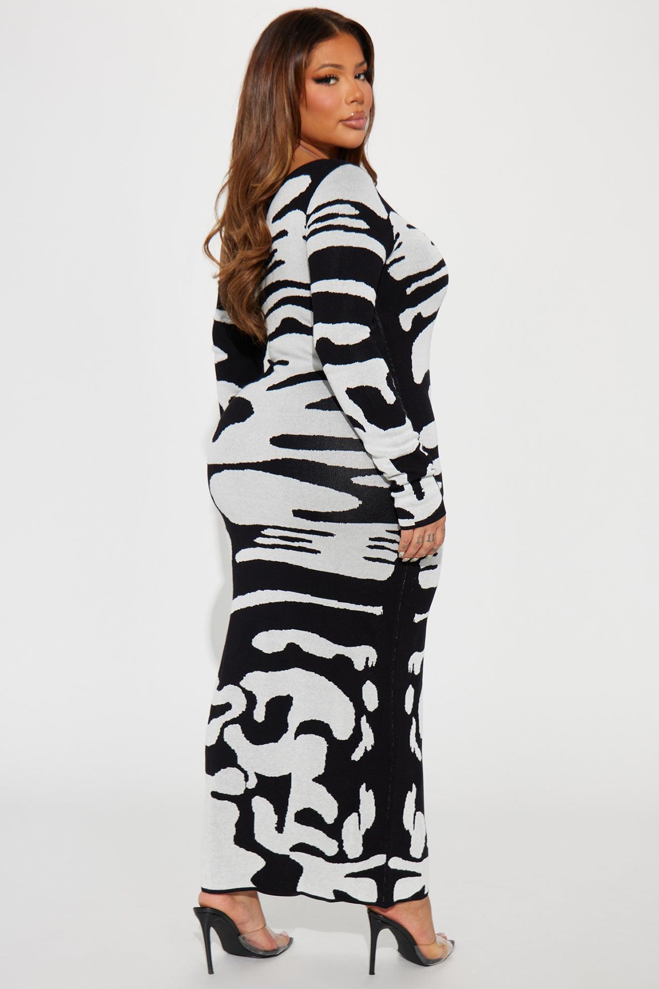 Lara Sweater Maxi Dress - Black/White Female Product Image