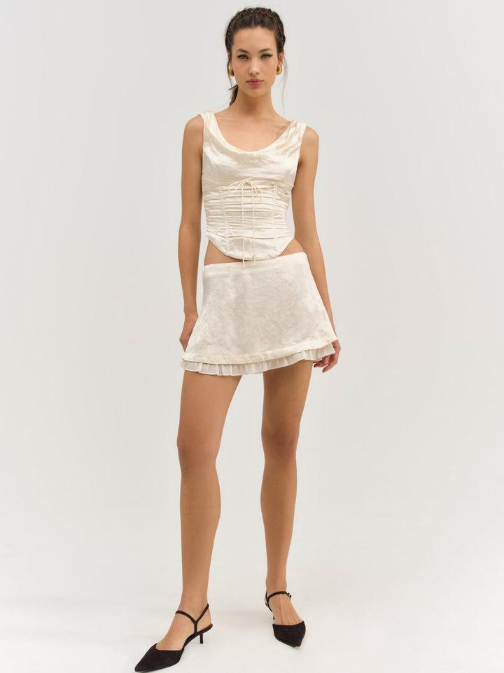 Carla Jacquard Mini Skirt — Cream Product Image