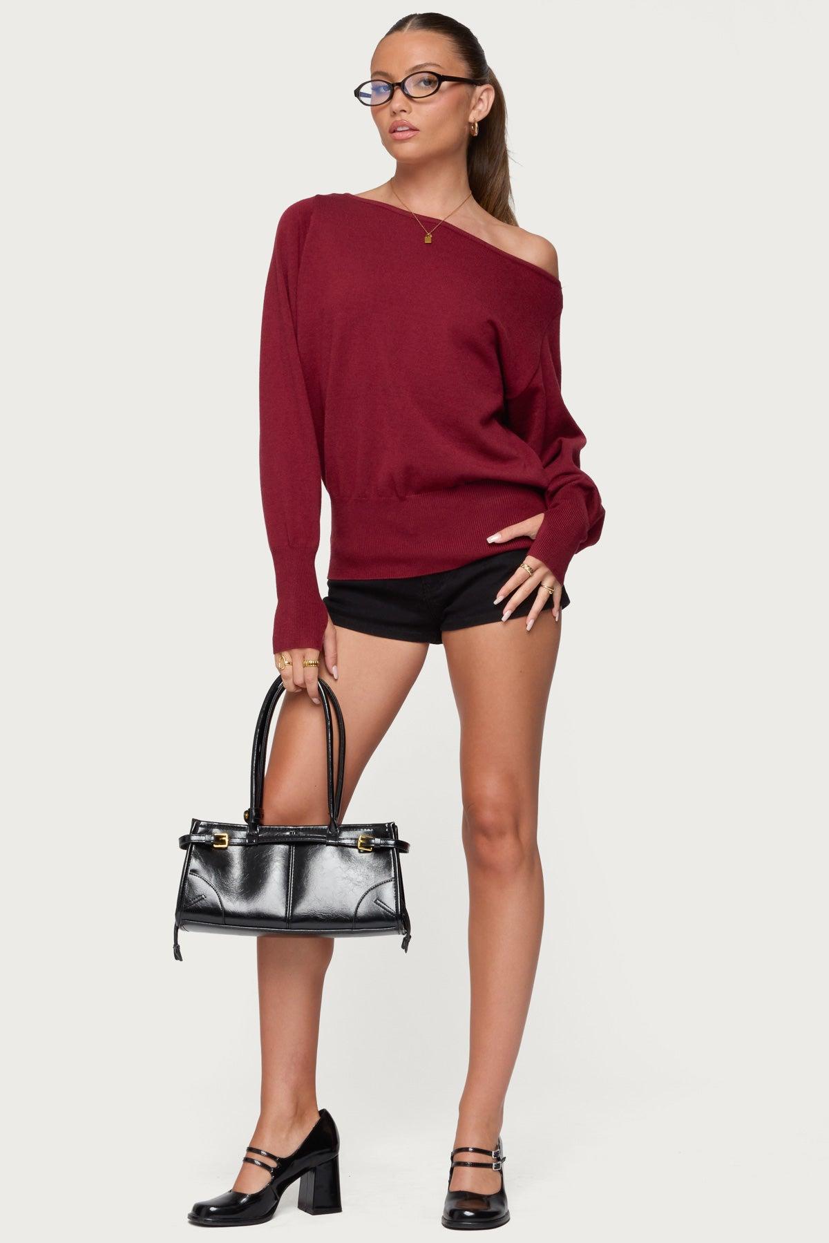 Off Shoulder Oversized Sweater Product Image
