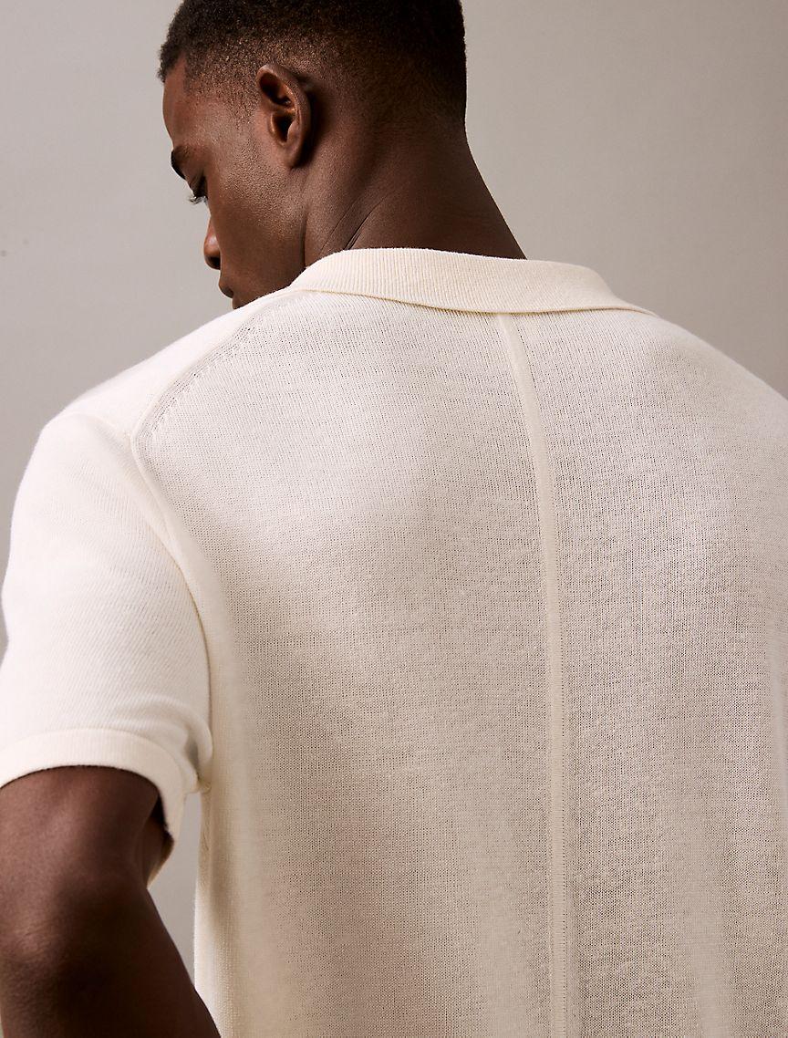 Linen Blend Sweater Polo Shirt Product Image